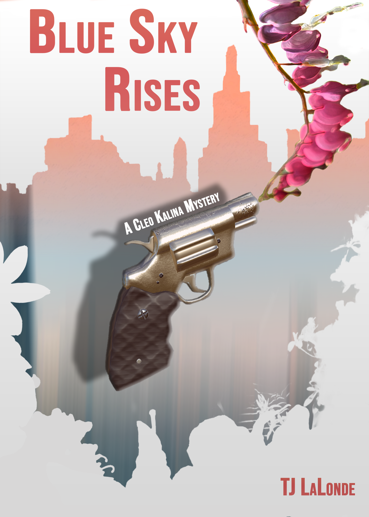 "Blue Sky Rises," 2023, manipulated photography and model, 1680x1200px. Mockup for graphic novel cover.