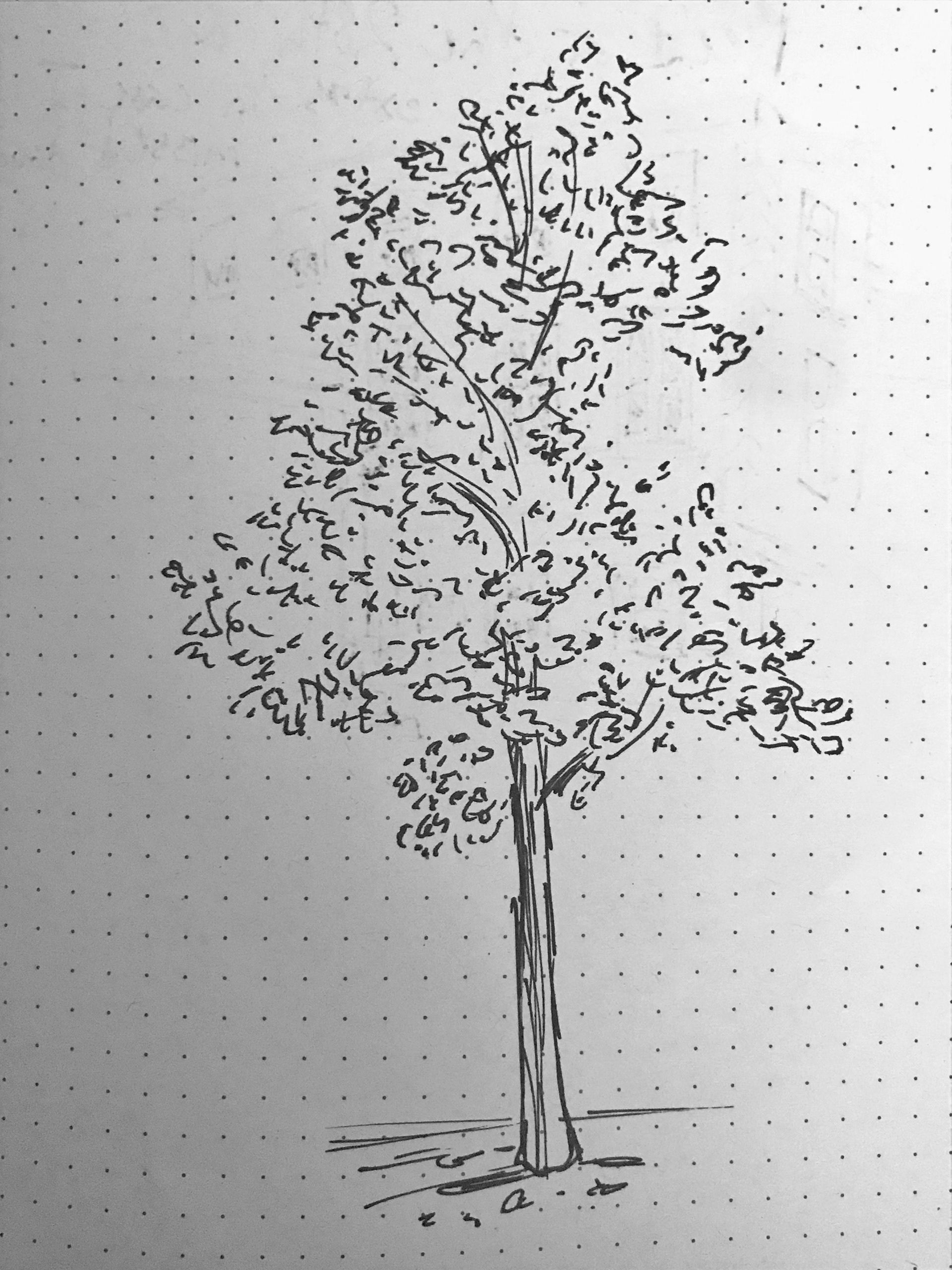 Pen on paper.