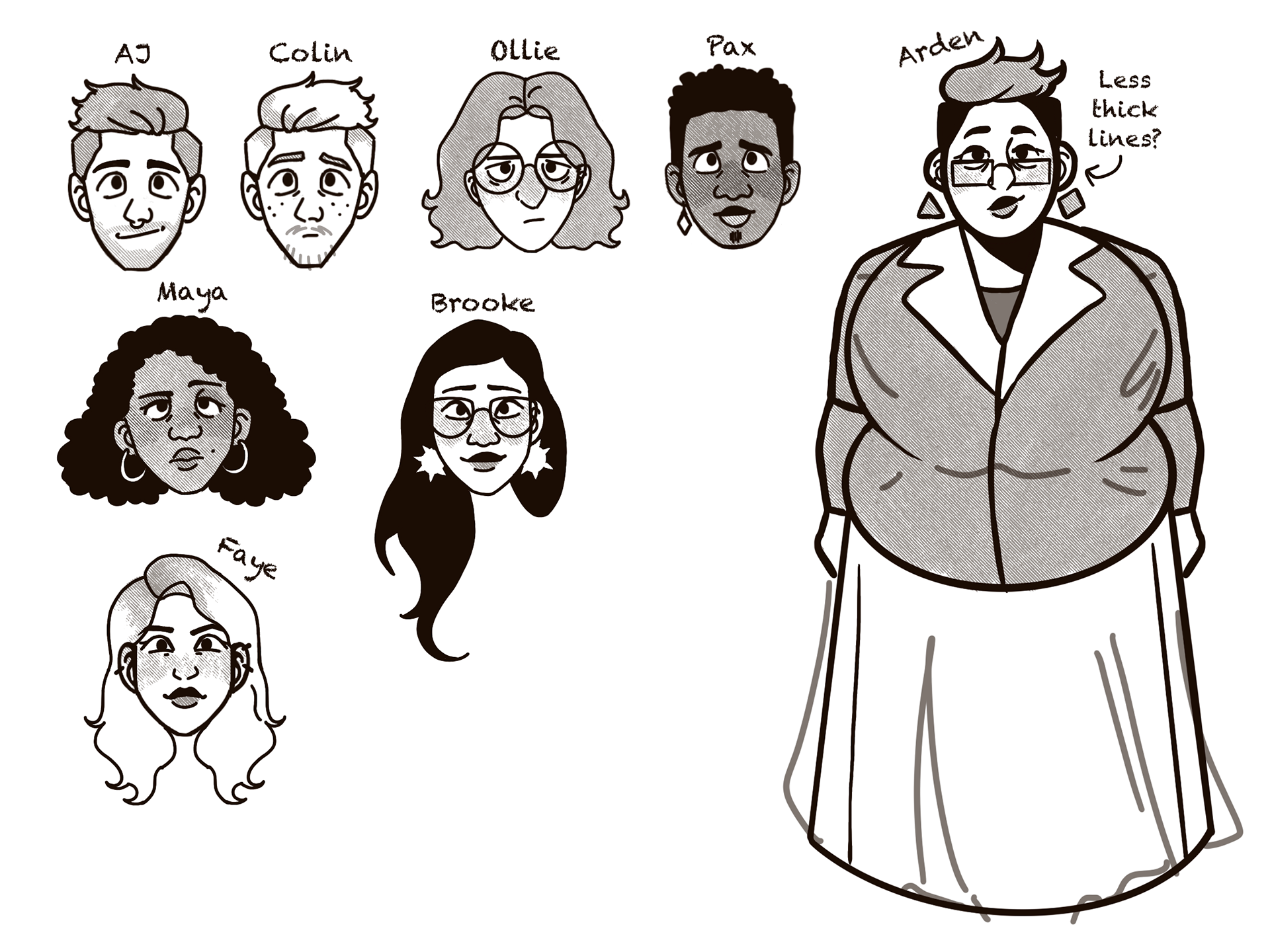 Character designs for EON animation, 2023, digital art, 2224x1668px.