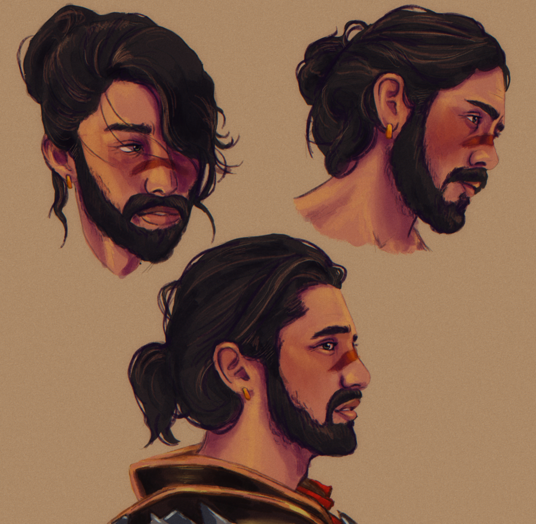 “Champion,” 2022, digital painting, 2224x2173px. Original design of Dragon Age character Hawke.