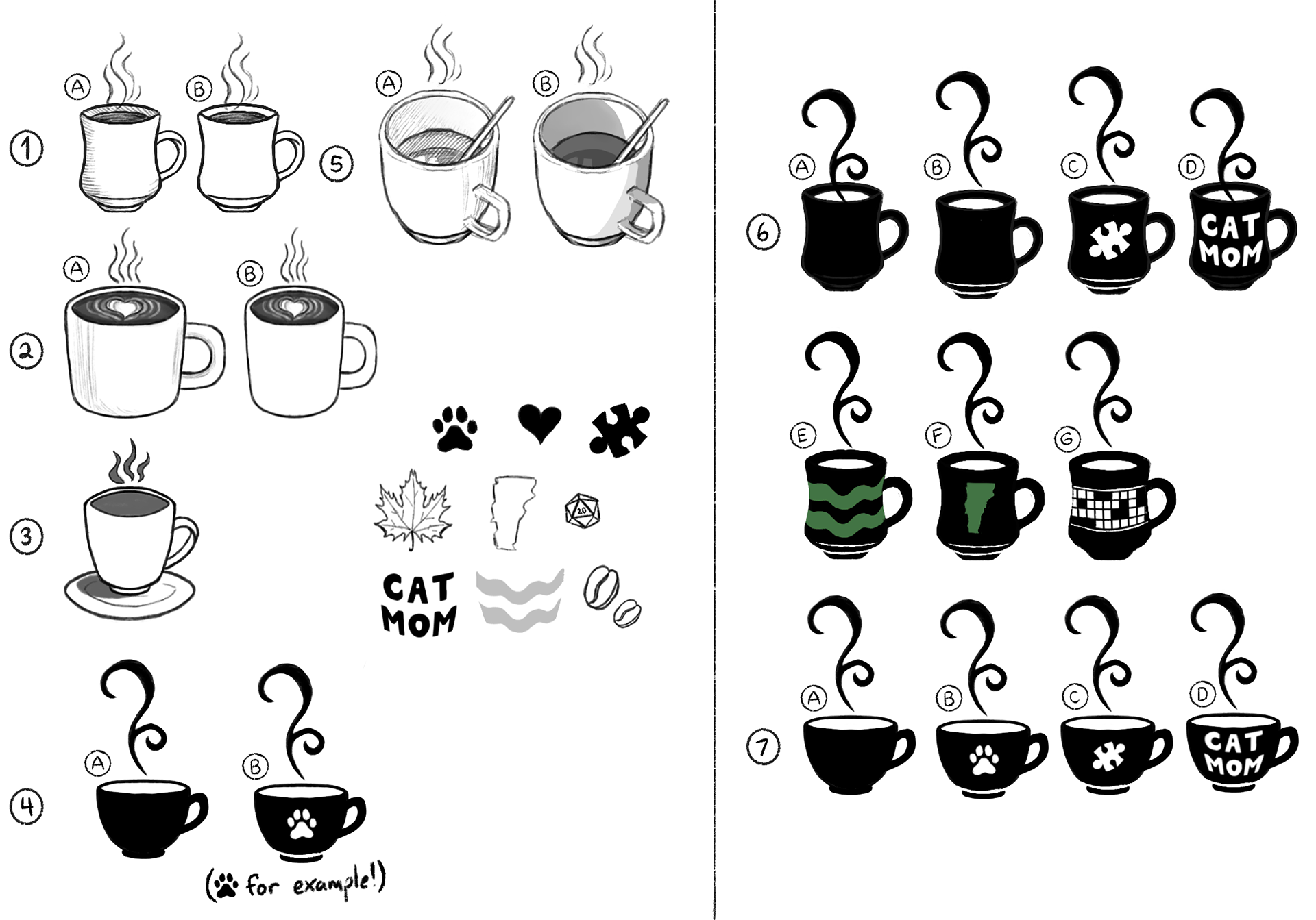 Iteration for a tattoo of a coffee mug.