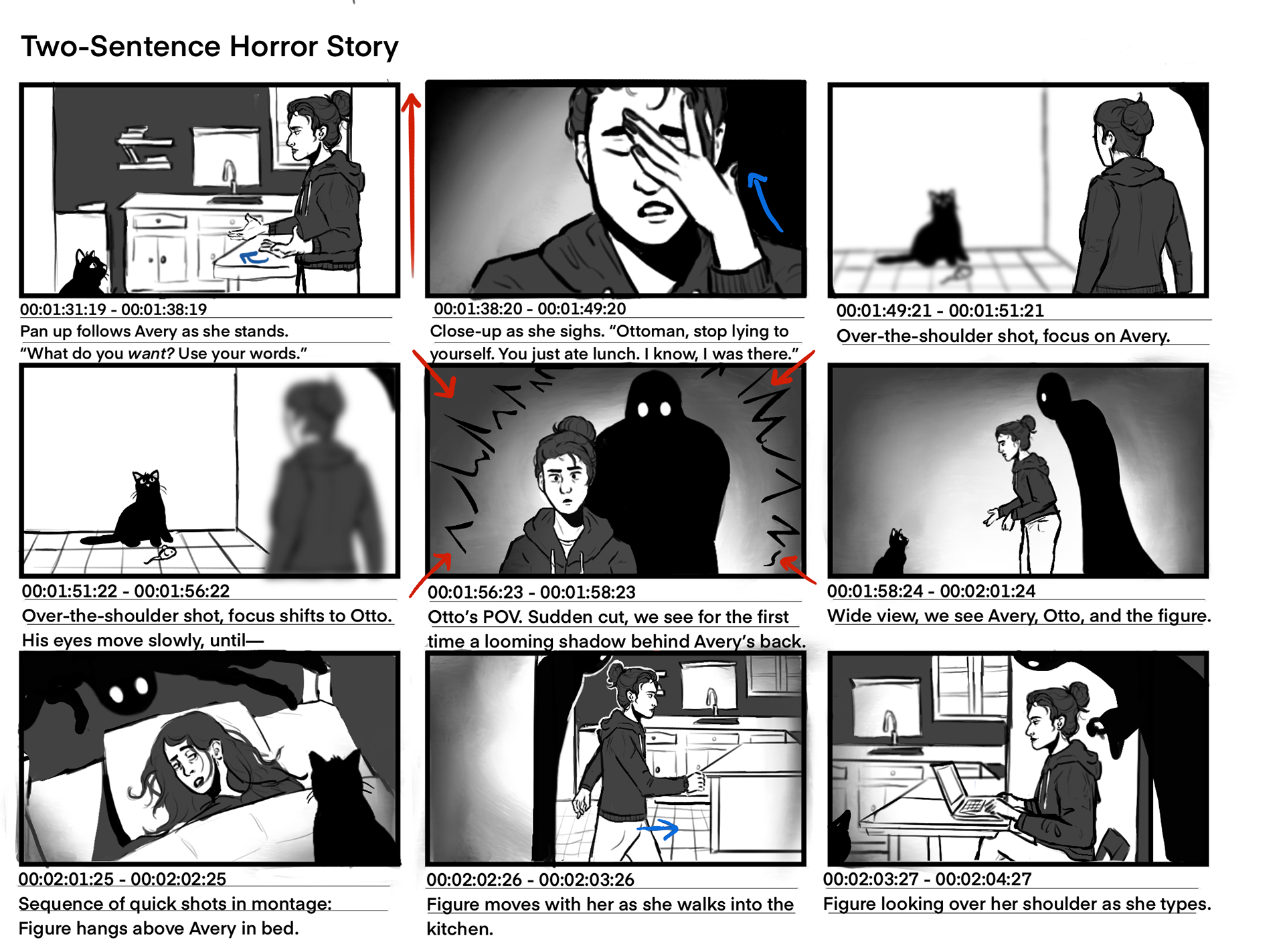 "Two-Sentence Horror Story" board, page 3.