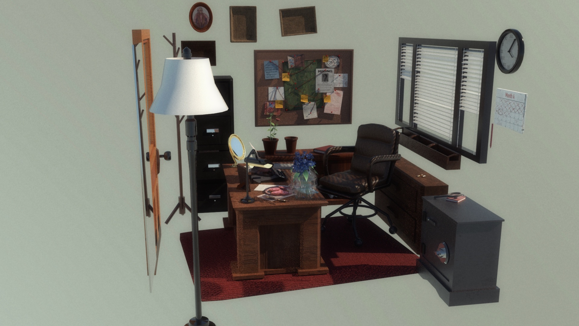 Early wall-less room render.