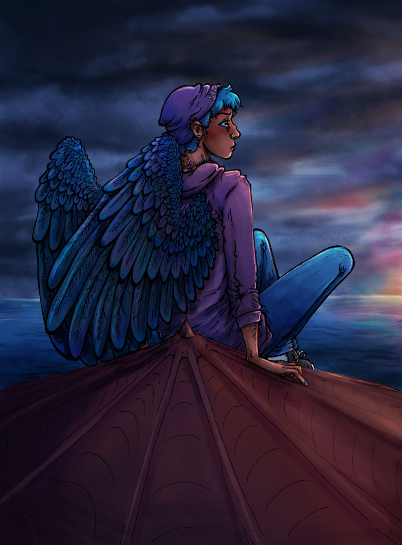 “Icarus Was My Best Friend,” 2022, digital coloring, 2718x3686px