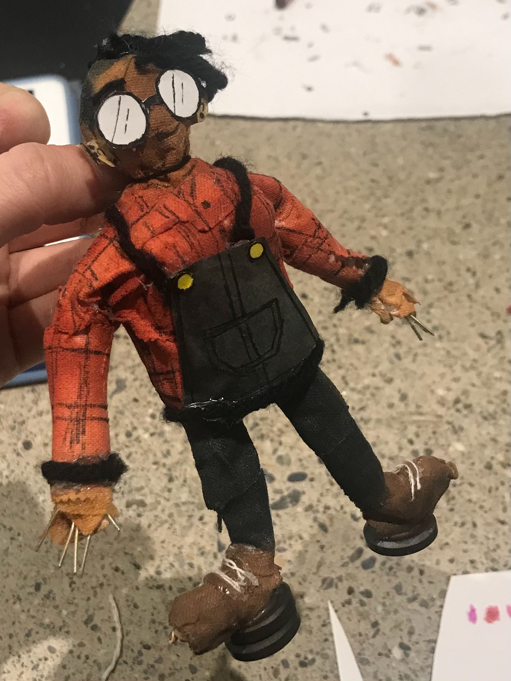 Stop-motion character armature, front.