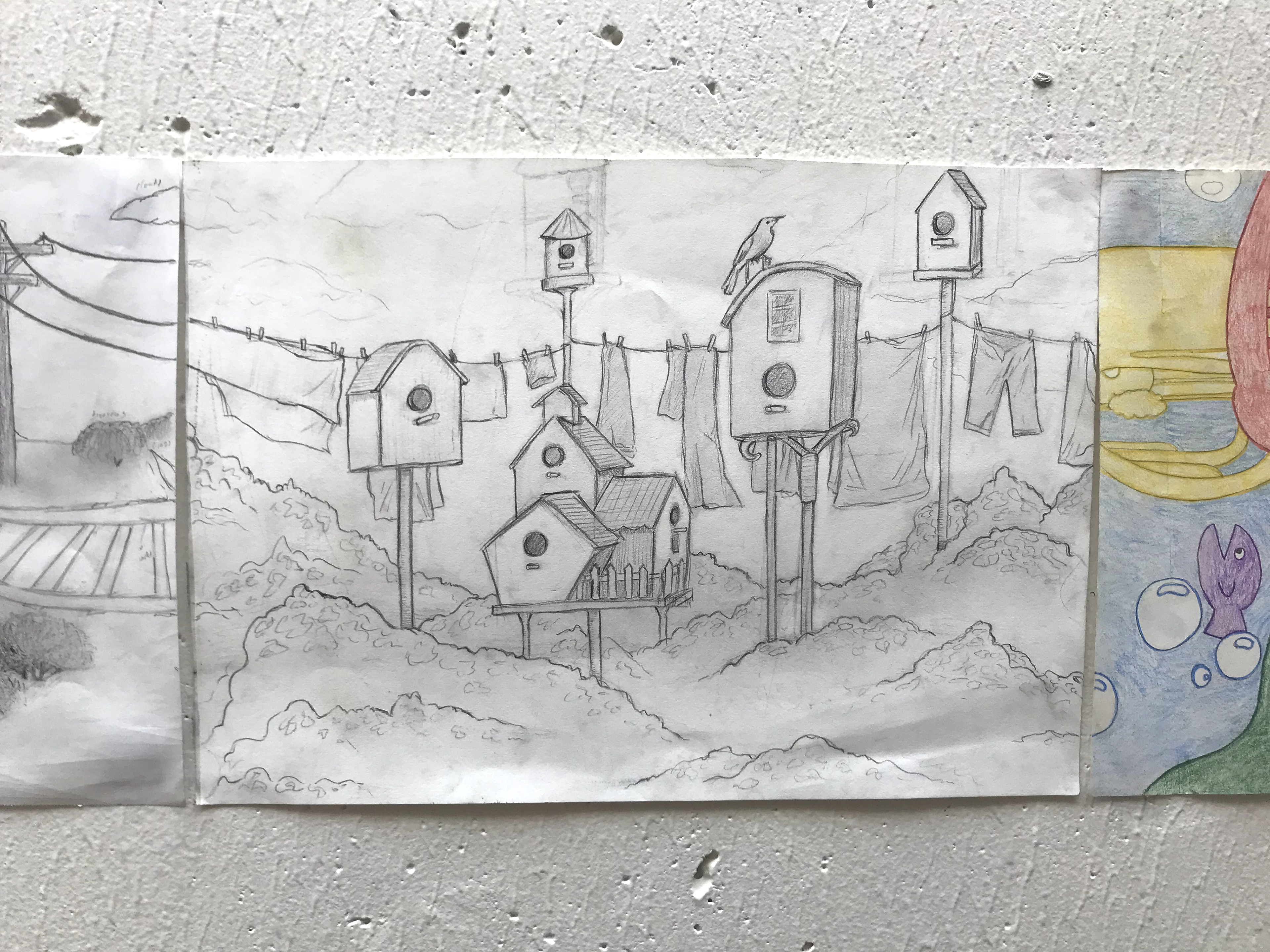 Pencil on paper.; exquisite corpse.