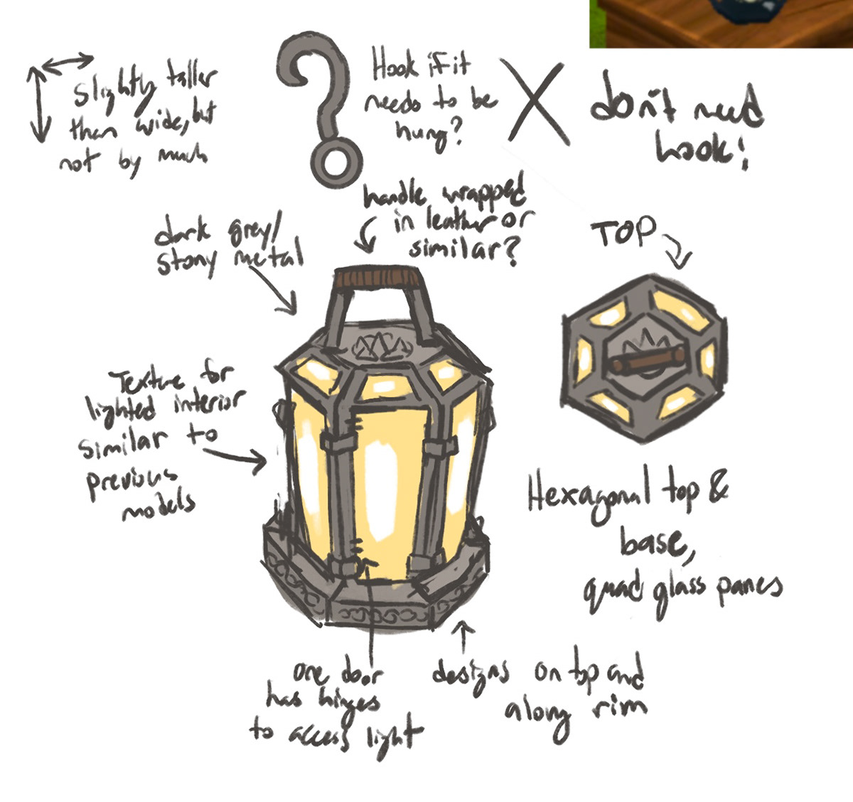Dwarven lantern concept, 2023, digital drawing.