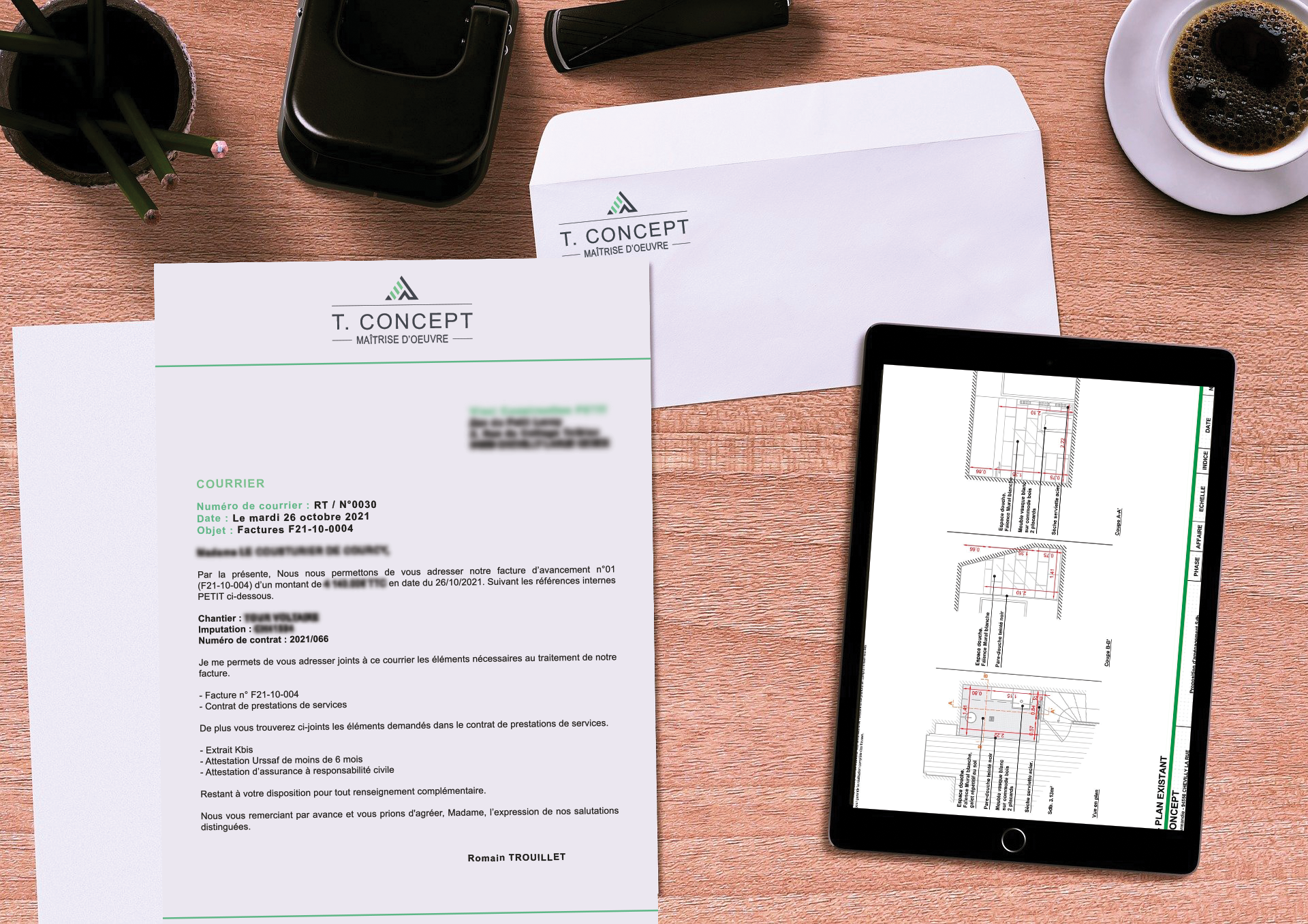 ENVELOPPE + COURRIER T.CONCEPT