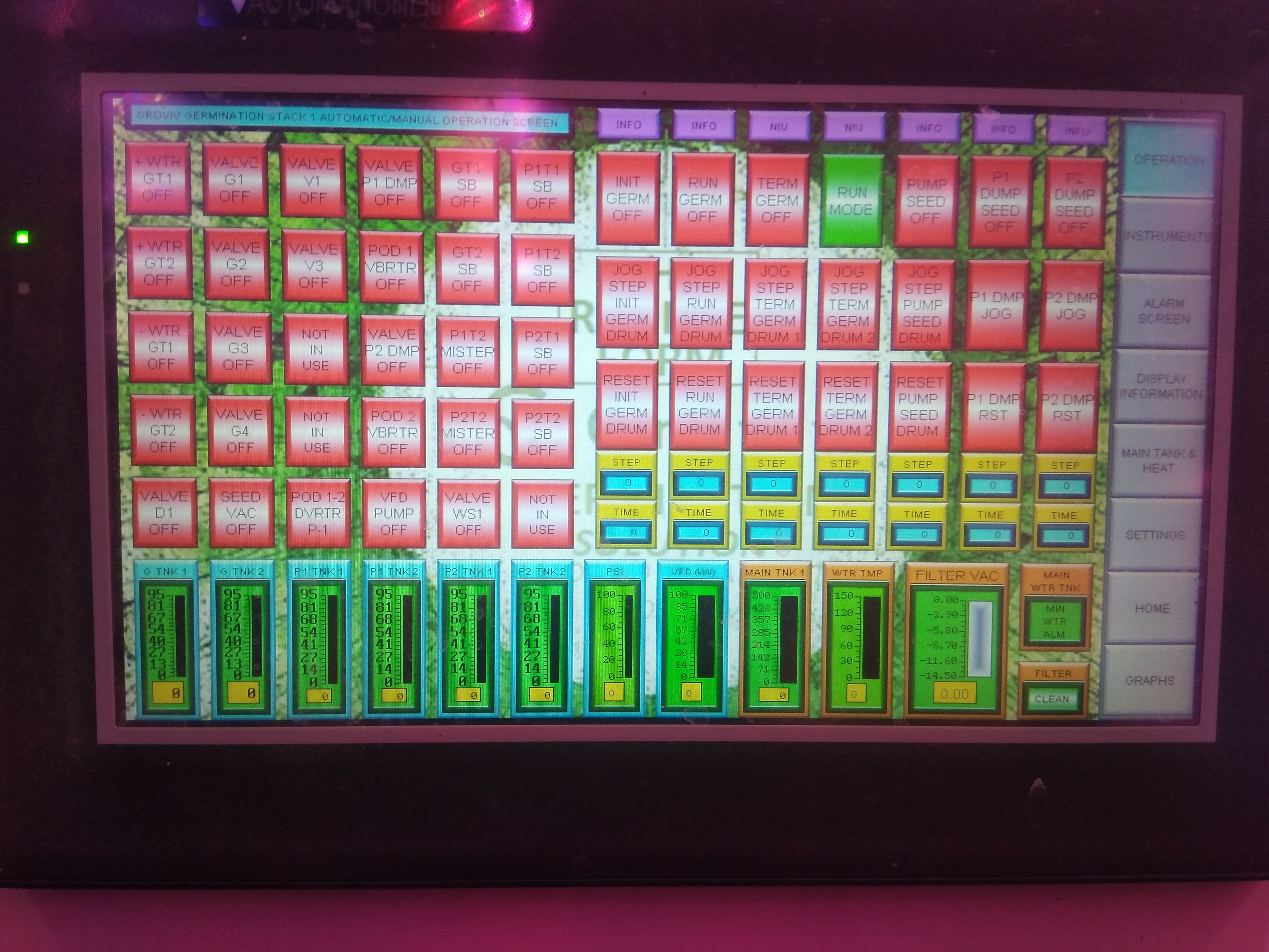 HMI operator screen