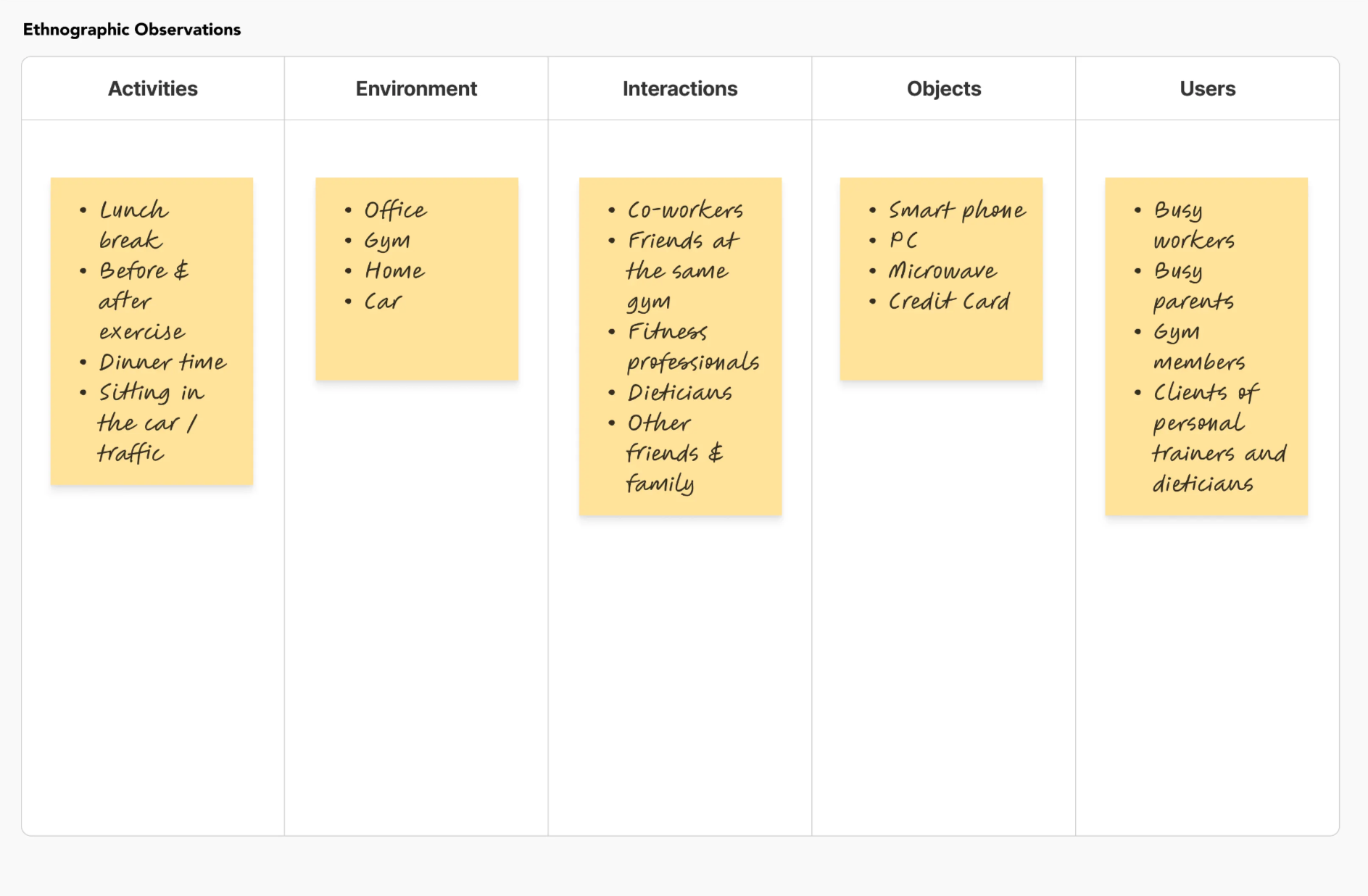 Ethnographic Observations