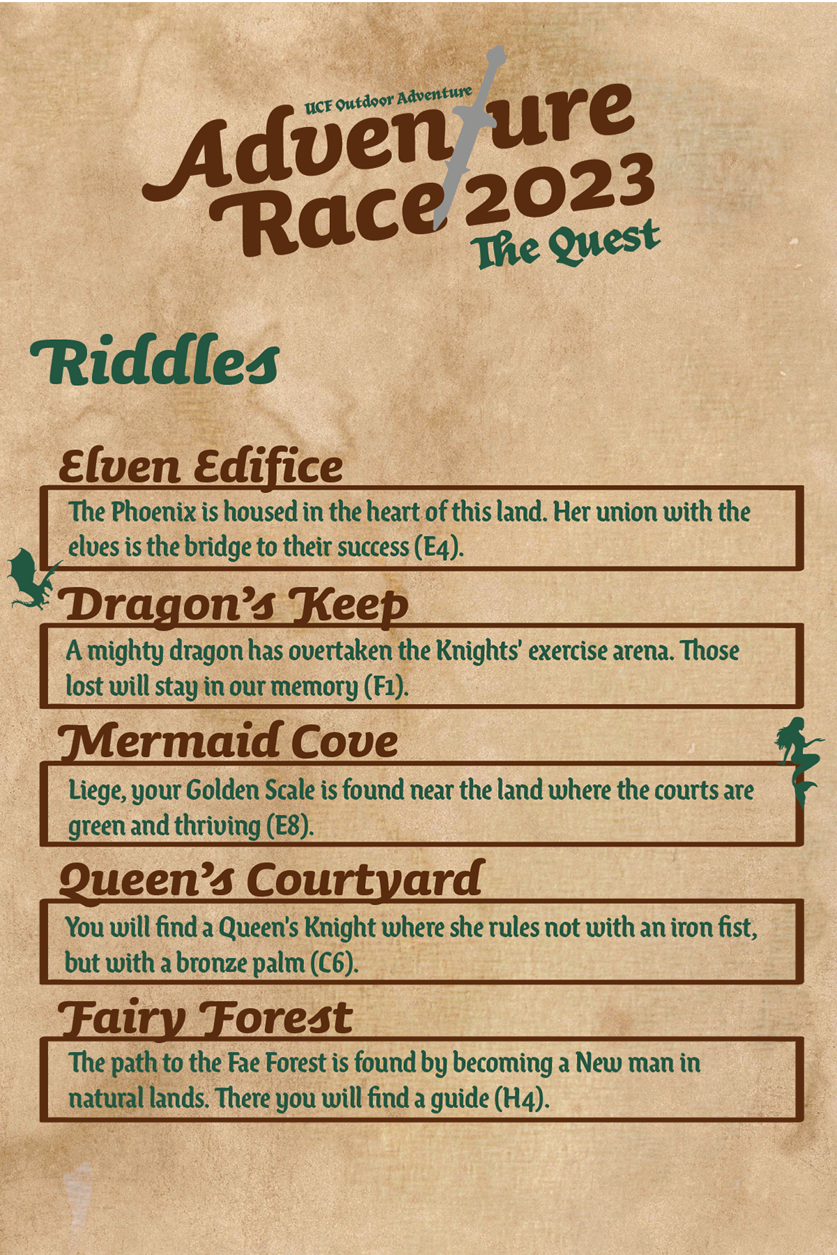 Adventure Race Riddle Sheet