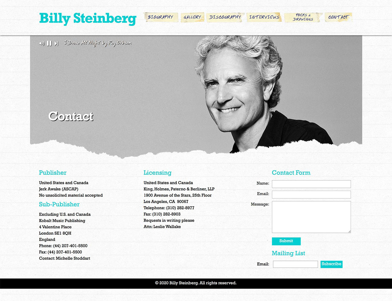 Contact page - before