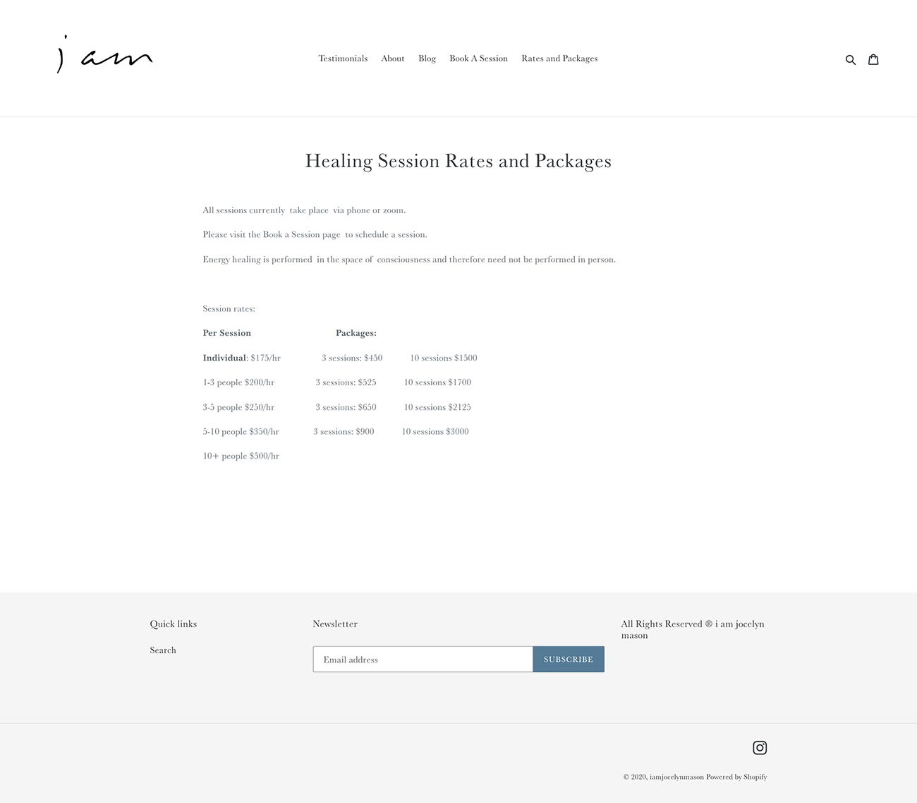 Rates and Packages page - before