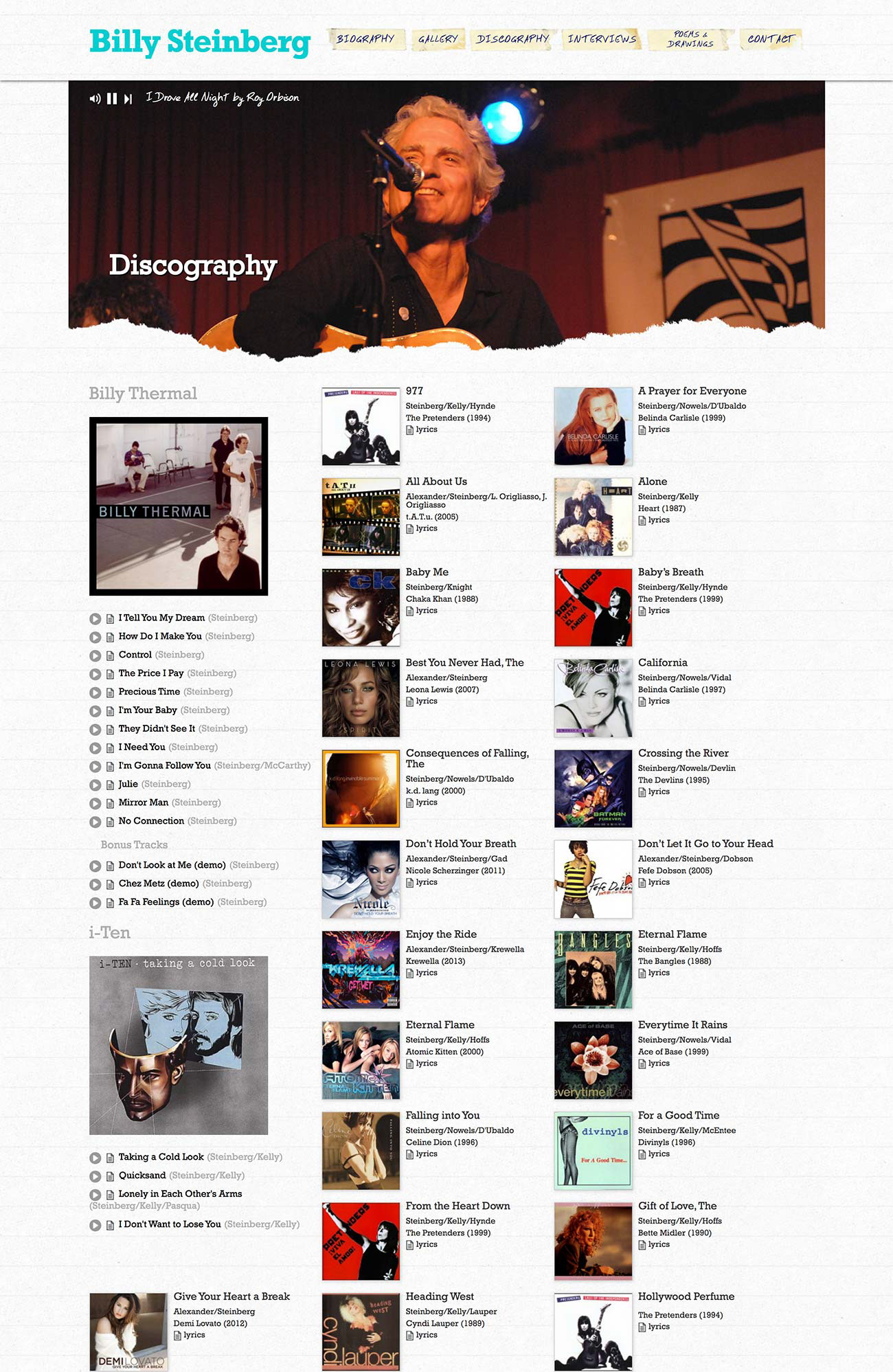 Discography page - before
