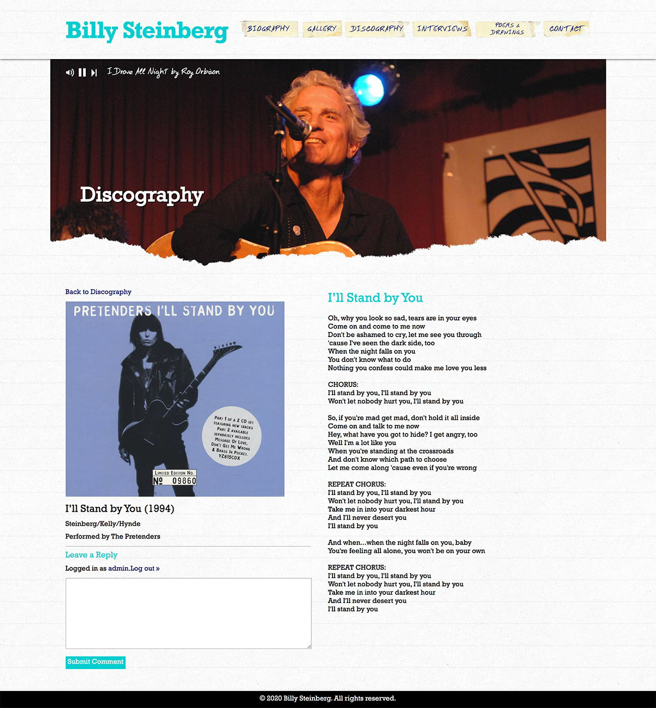 Lyrics page - before