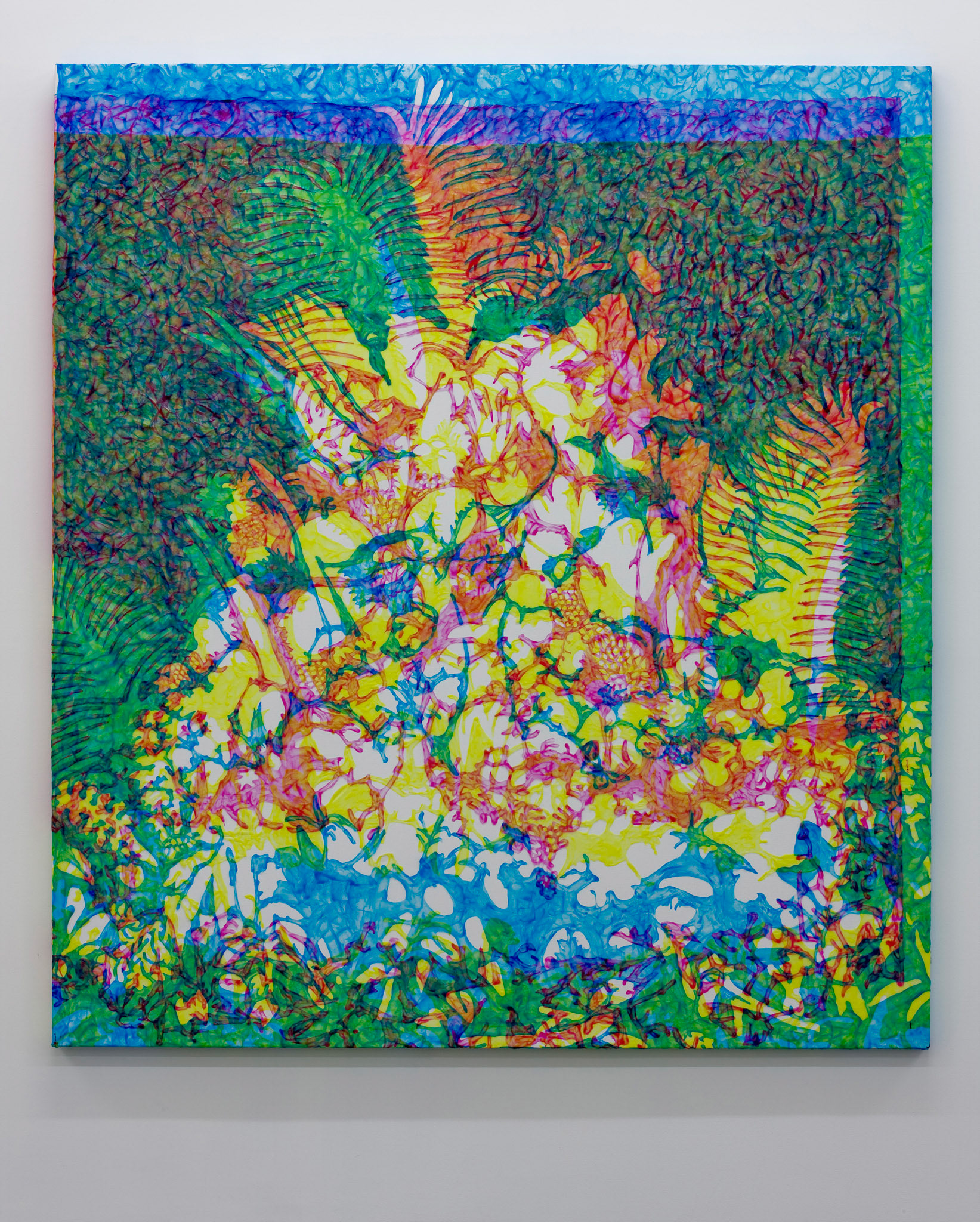 Analia Saban "Layer Painting (CMY): Still Life with Exotic Fruit"