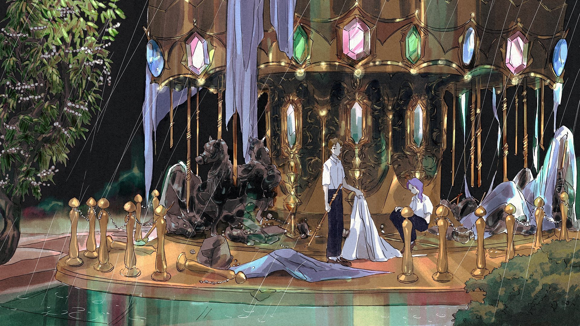 『馬酔木と鹿』