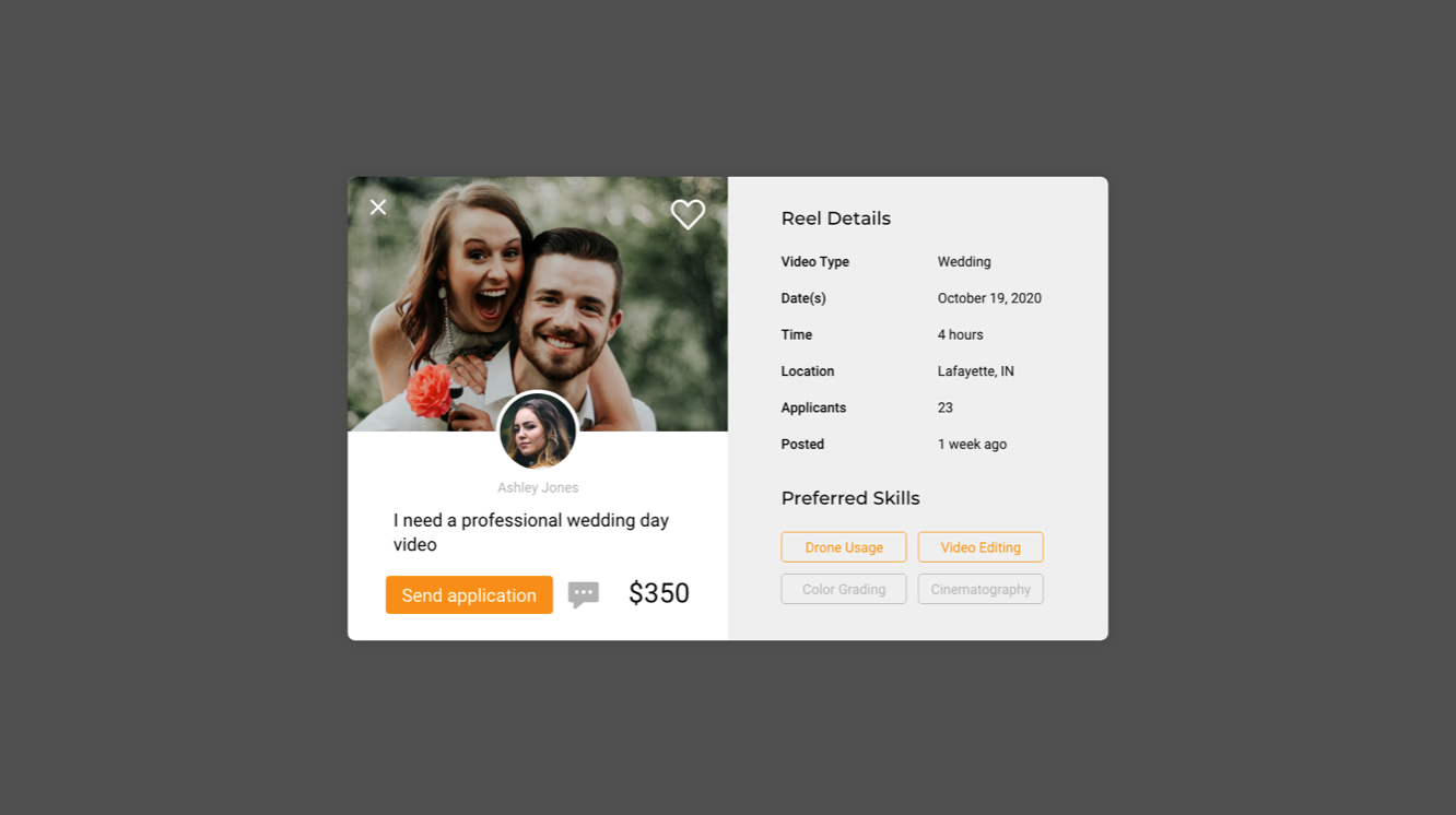 Project Info Card from Explore page