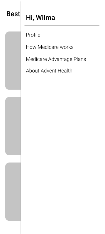 Menu containing all functionalities of the application