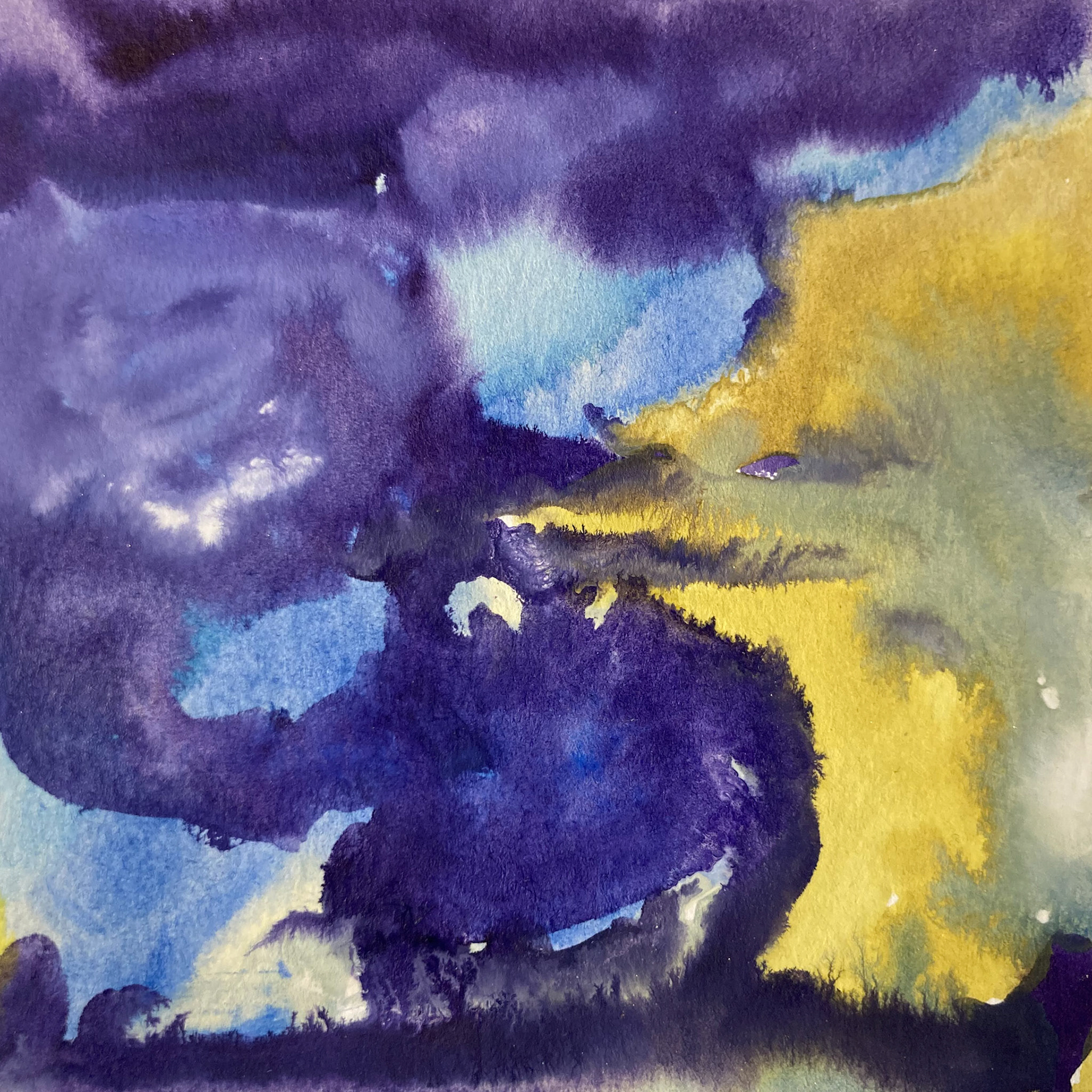 4" x 4" watercolor and irridescent powders in paper