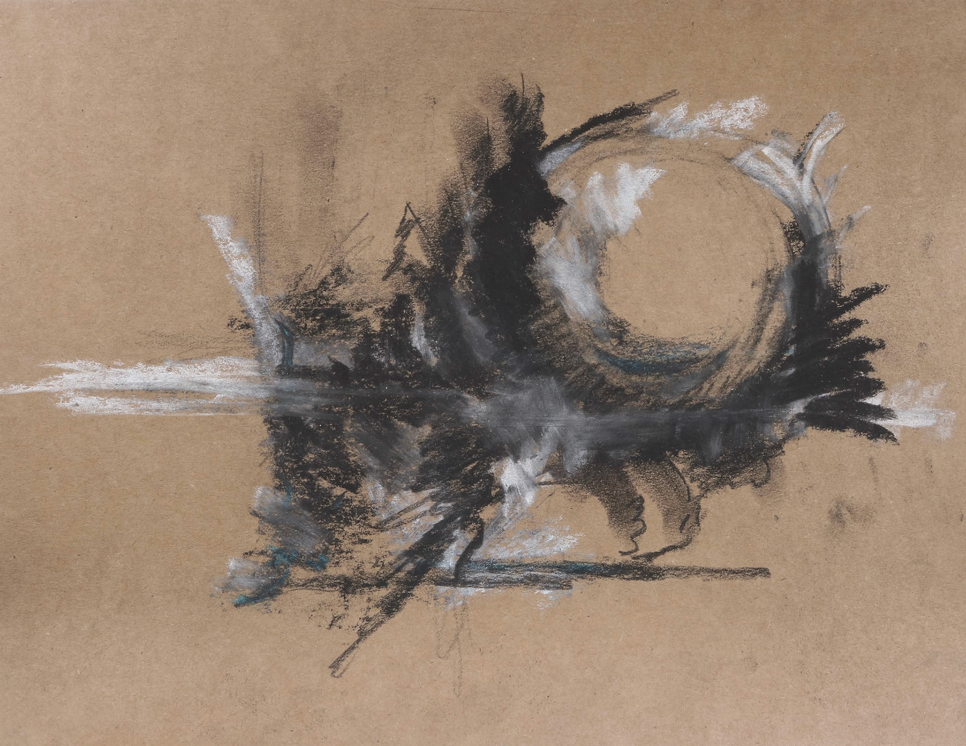 11" x 8.5" charcoal and pastel on brown cardstock