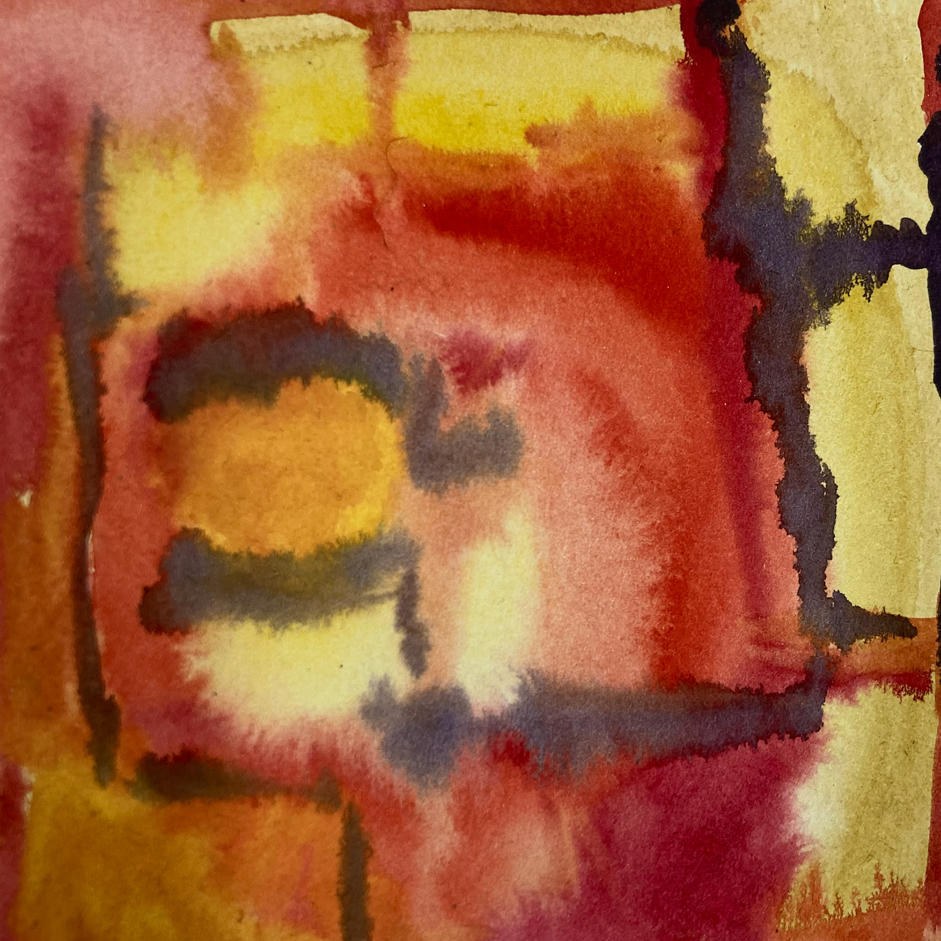 4" x 4" watercolor and irridescent powders in paper