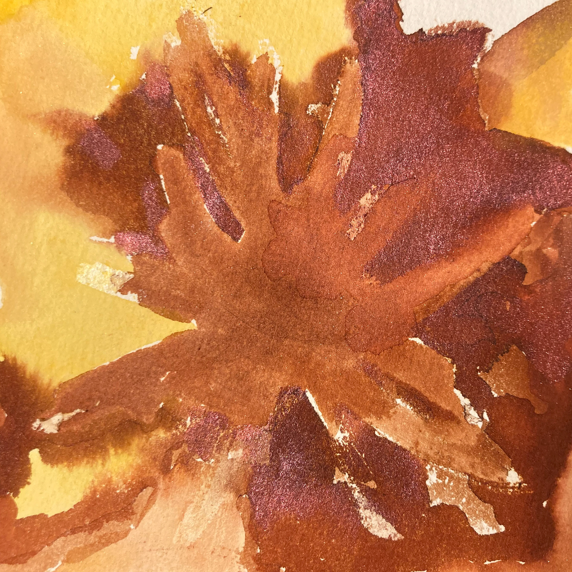 4.75" x 4.75" color inks on paper with irridescent powders