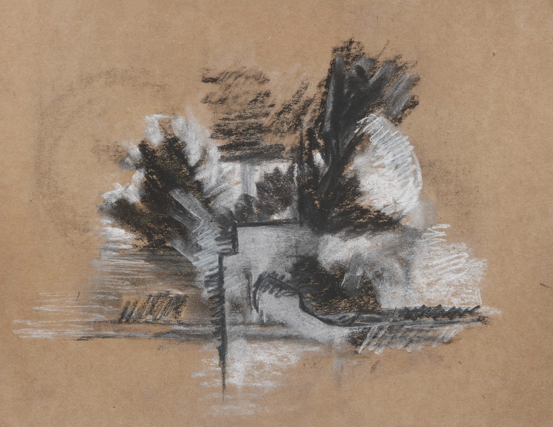 11" x 8.5" charcoal and pastel on brown cardstock