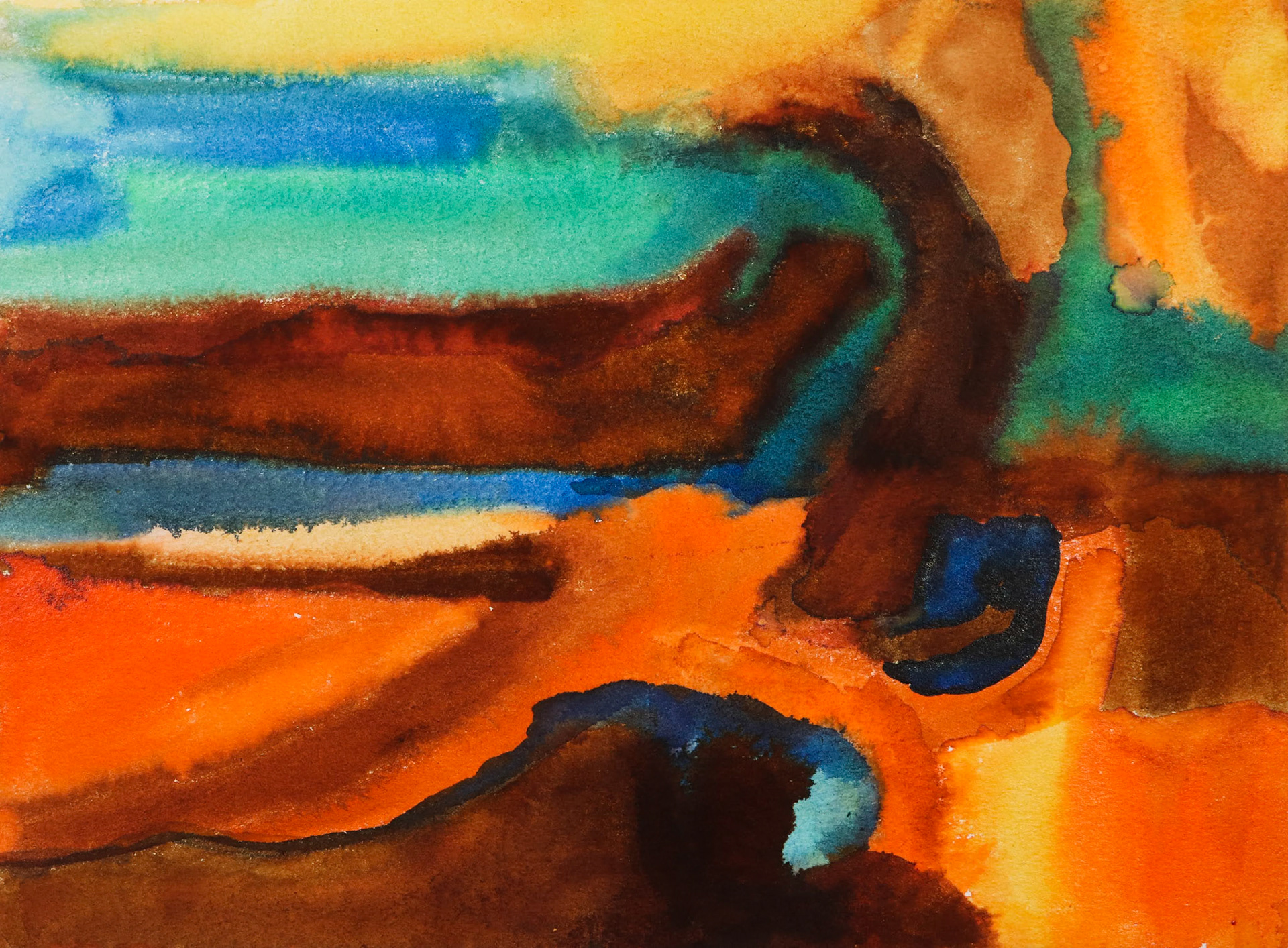 14" x 9" color inks on watercolor paper