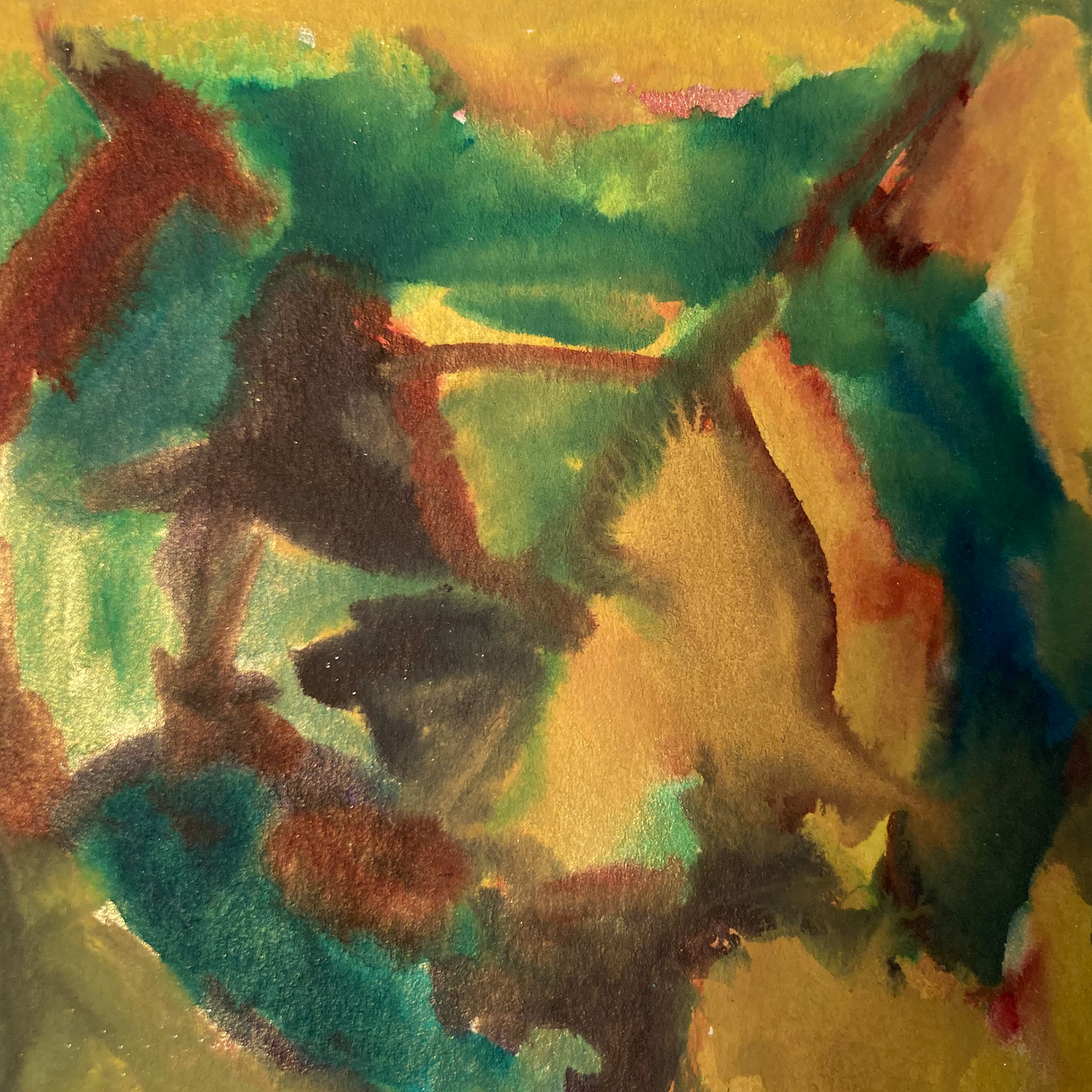 4" x 4" watercolor and irridescent powders in paper