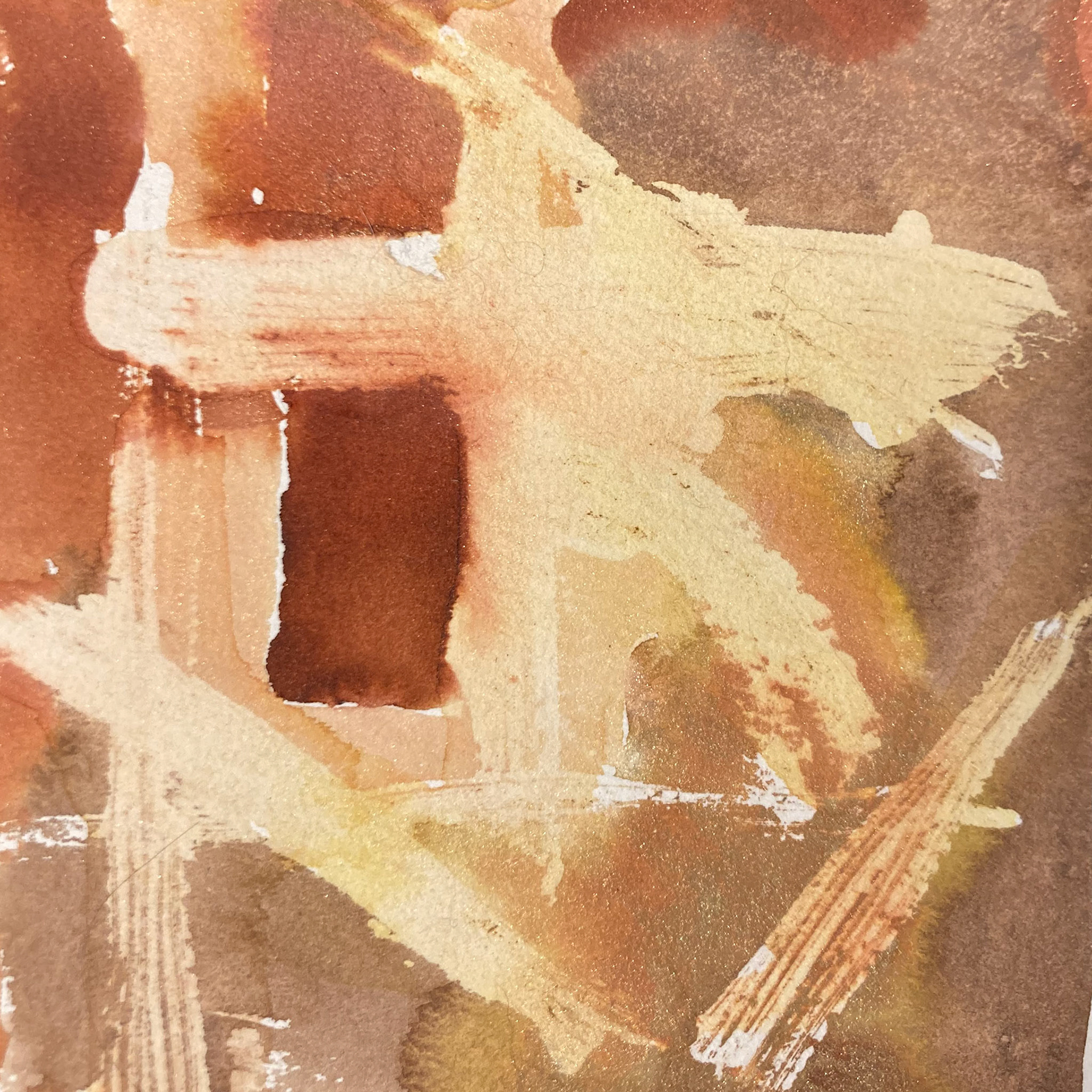 4.75" x 4.75" color inks on paper with irridescent powders