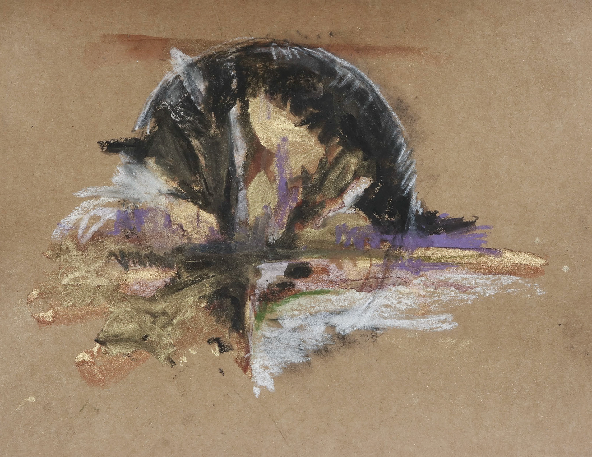 11" x 8.5" charcoal and pastel on brown cardstock