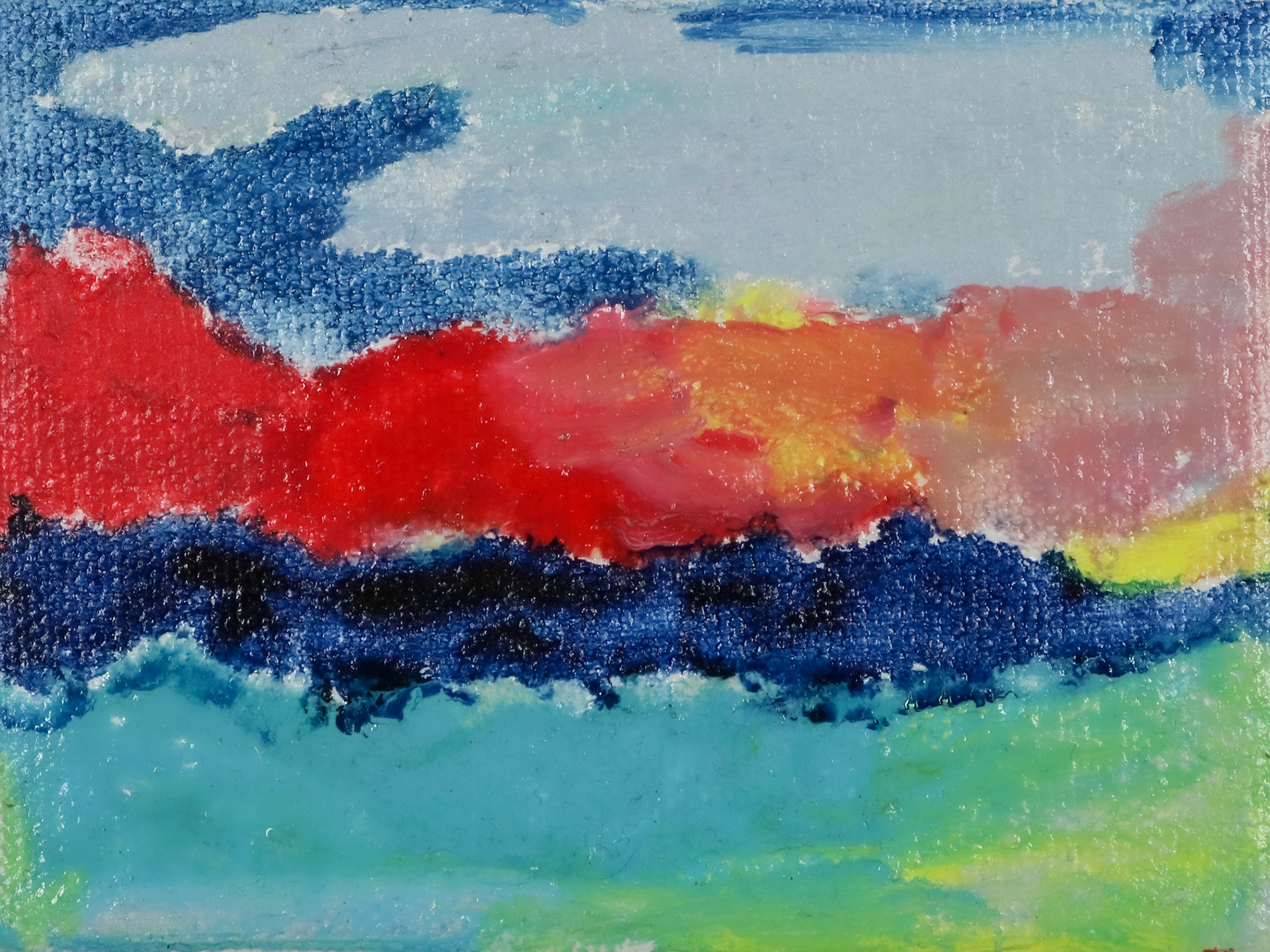 4' x 4" oil nd oil pstel on canvas