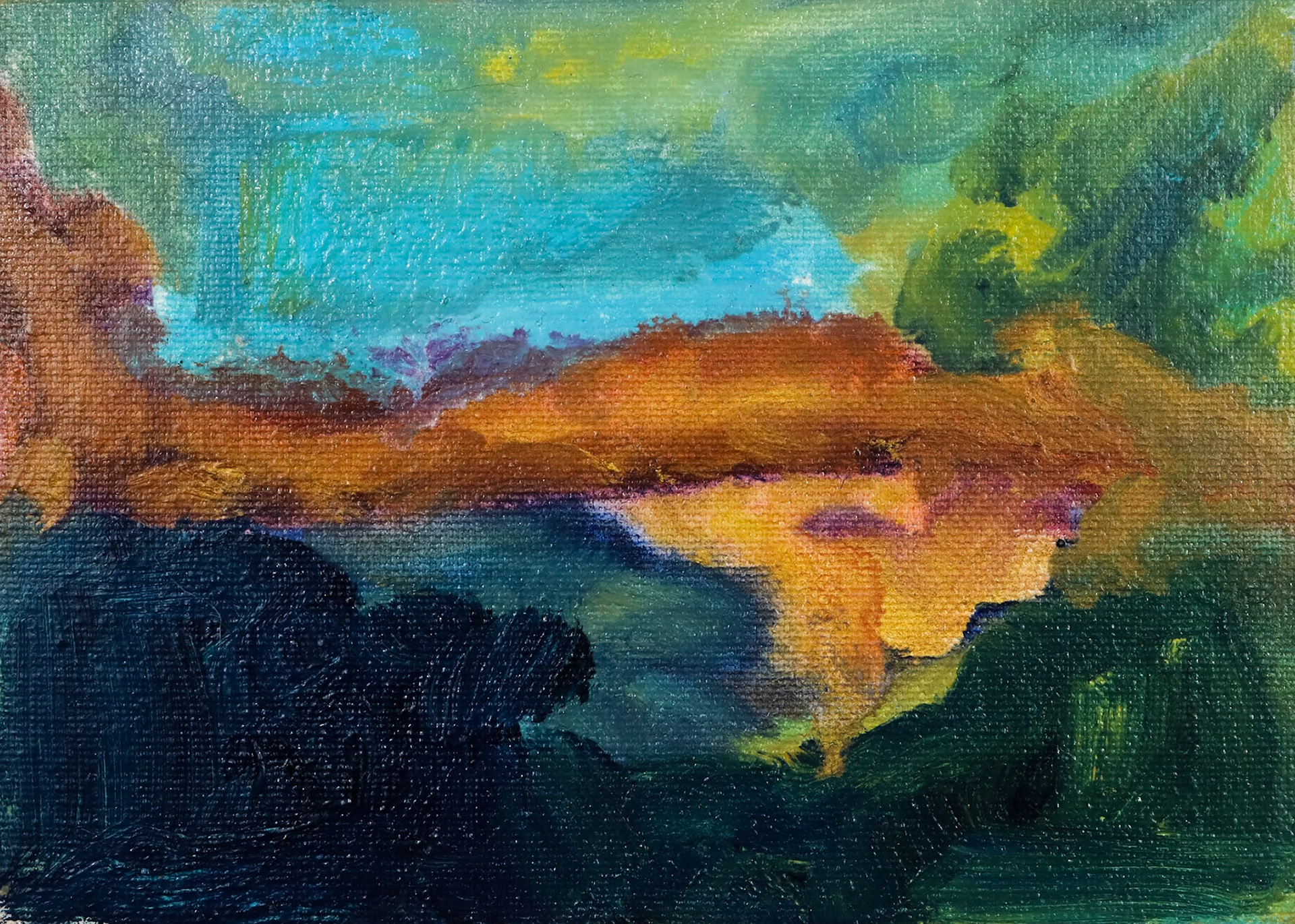7" x 5" oil and oil pastel on canvas