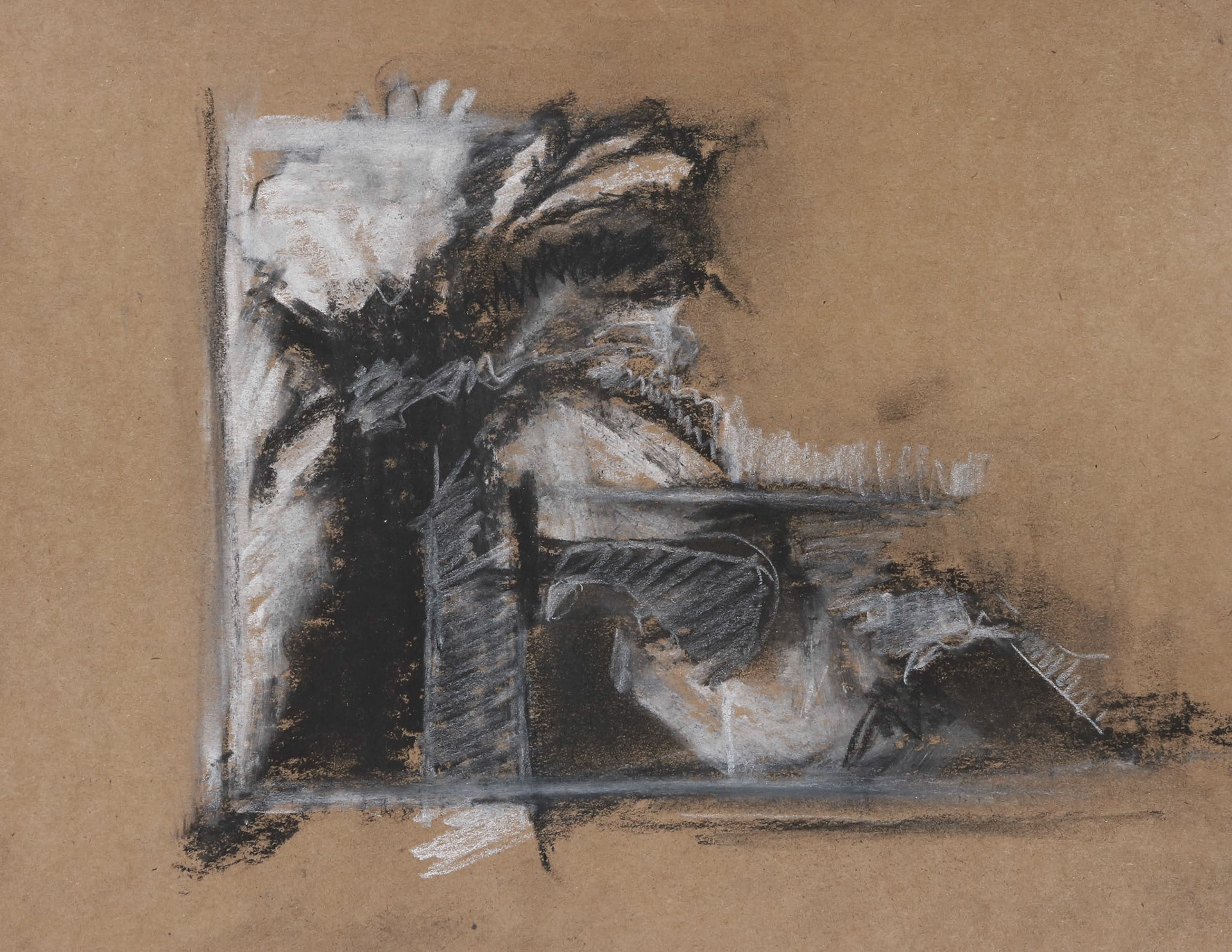 11" x 8.5" charcoal and pastel on brown cardstock