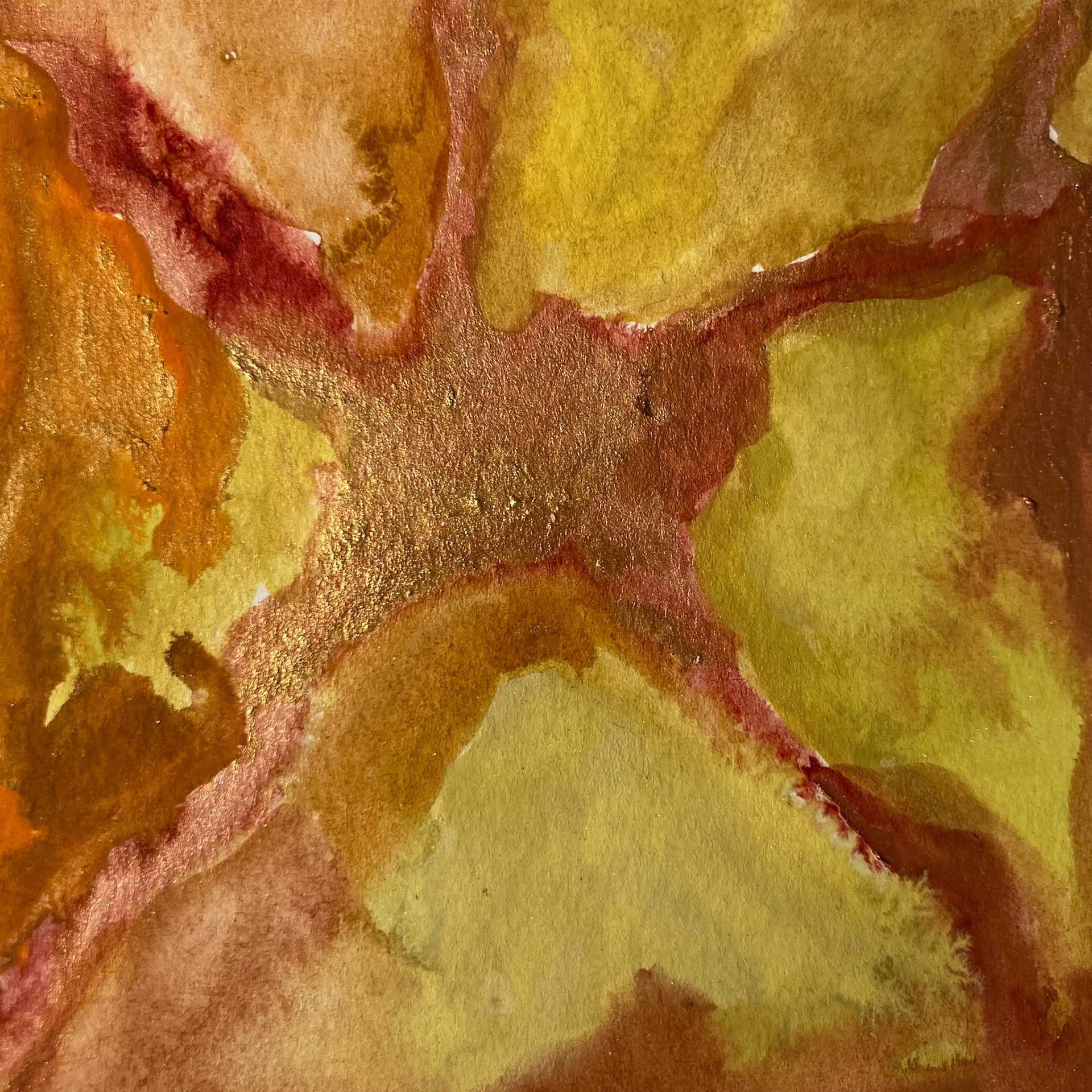 4" x 4" watercolor and irridescent powders in paper