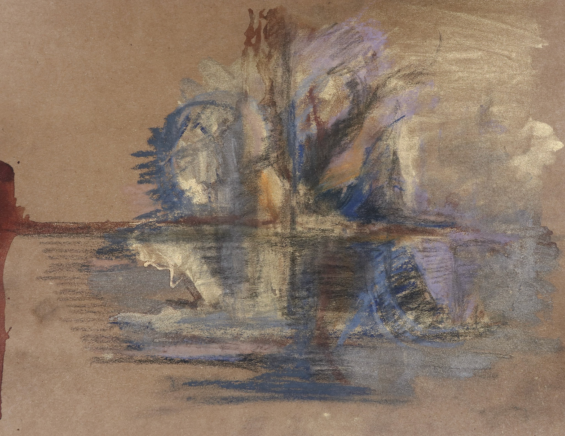 11" x 8.5" charcoal, pastel, and iridescnet powders  on brown cardstock