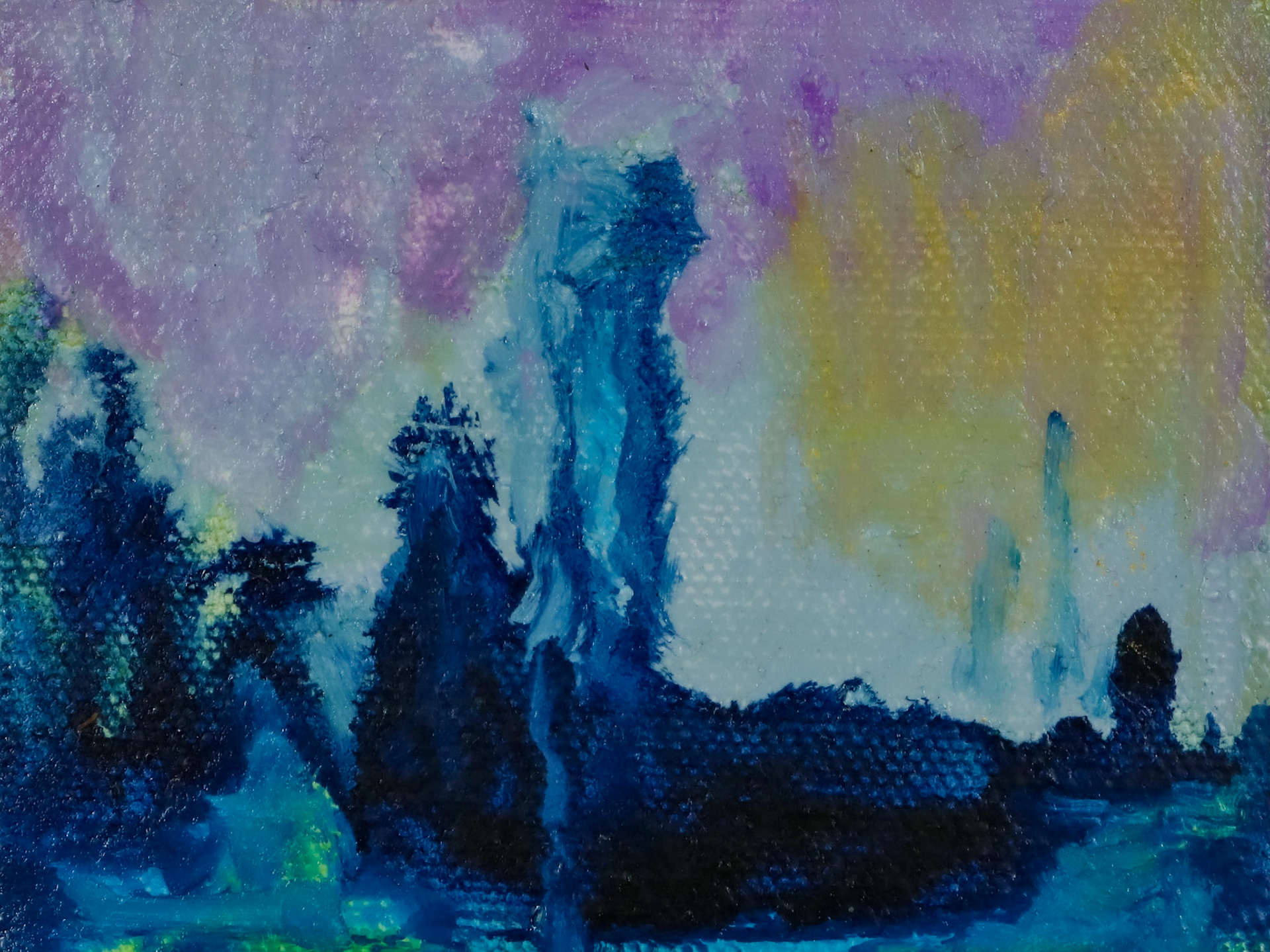 4' x 4" oil nd oil pstel on canvas