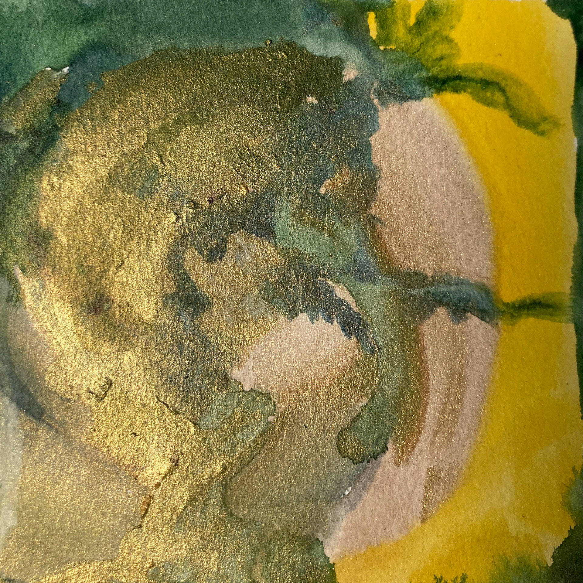 4" x 4" watercolor and irridescent powders in paper