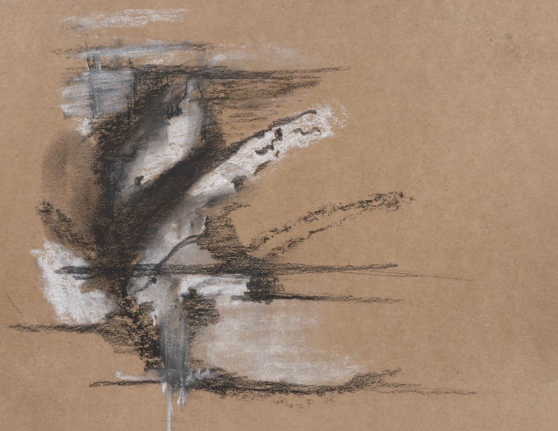 11" x 8.5" charcoal and pastel on brown cardstock