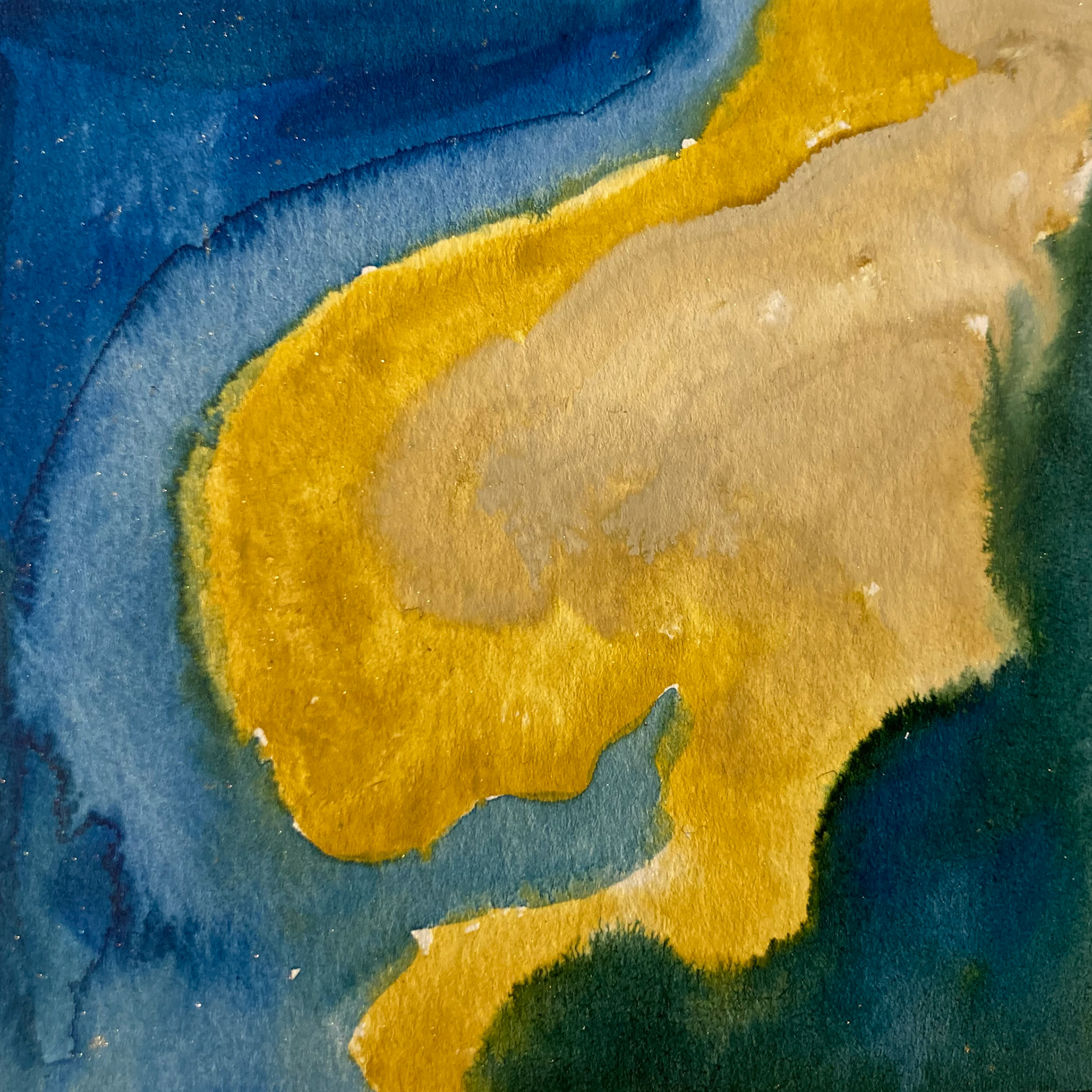 4" x 4" watercolor and irridescent powders in paper