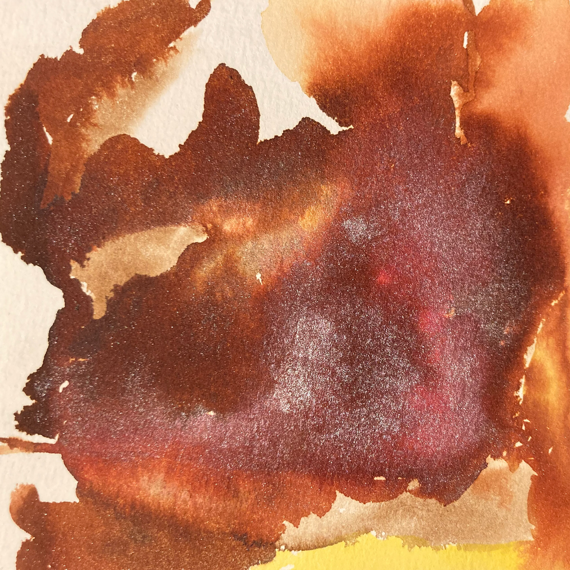 4.75" x 4.75" color inks on paper with irridescent powders