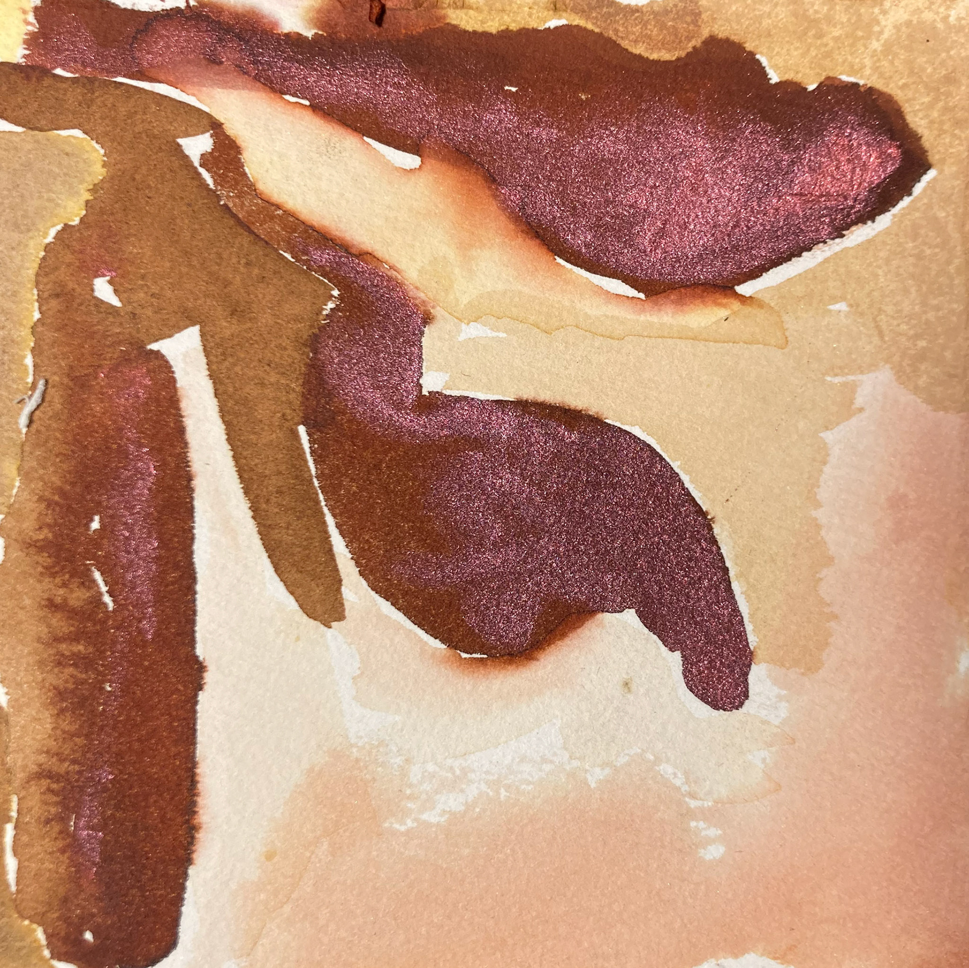 4.75" x 4.75" color inks on paper with irridescent powders