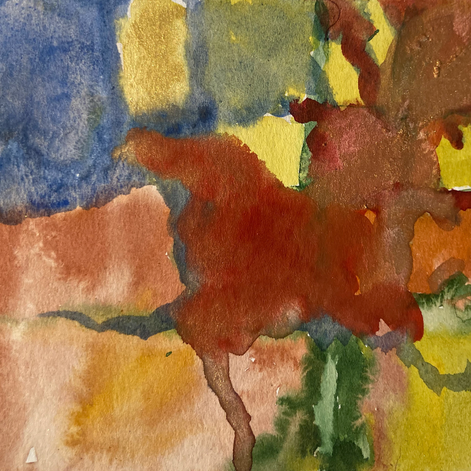 4" x 4" watercolor and irridescent powders in paper