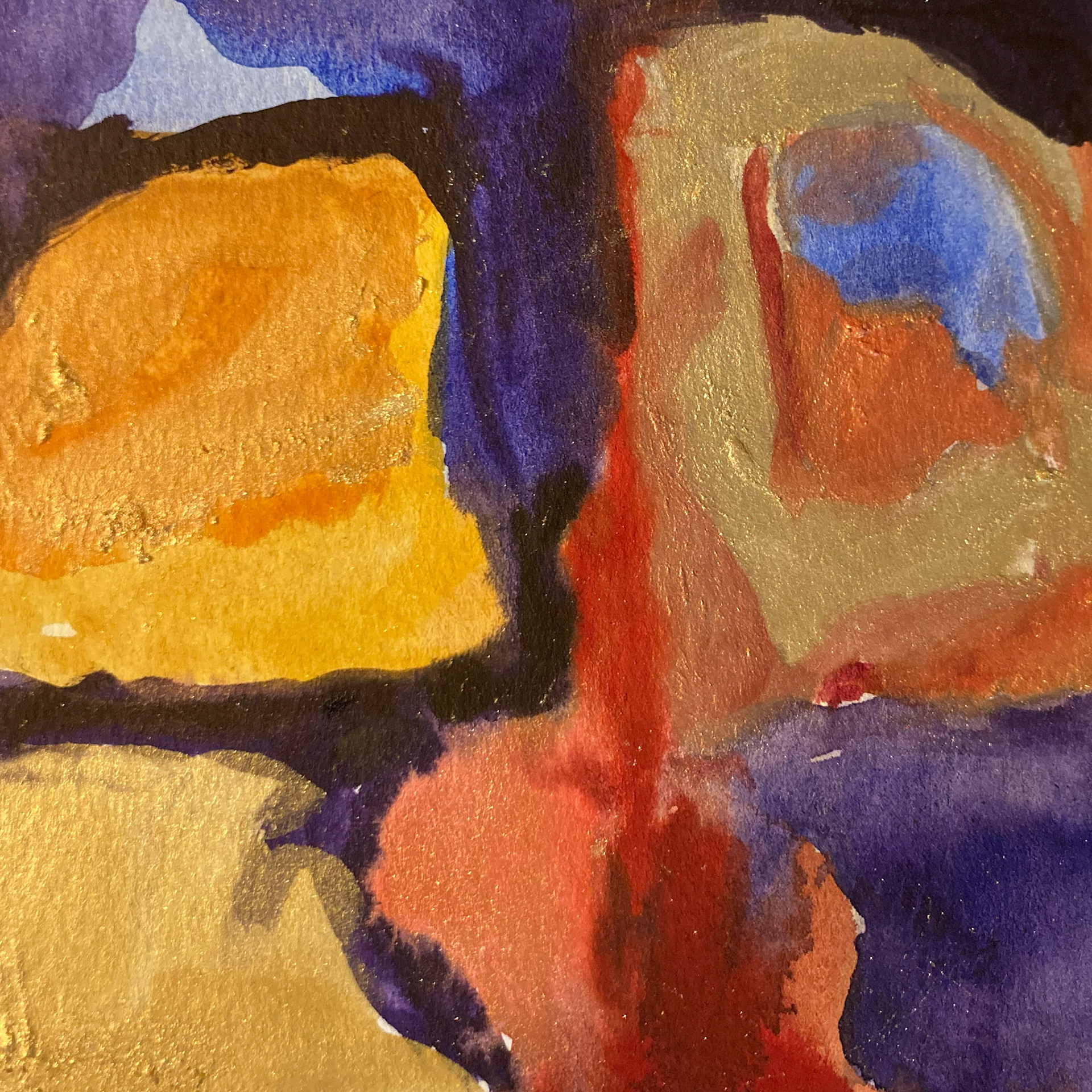 4" x 4" watercolor and irridescent powders in paper