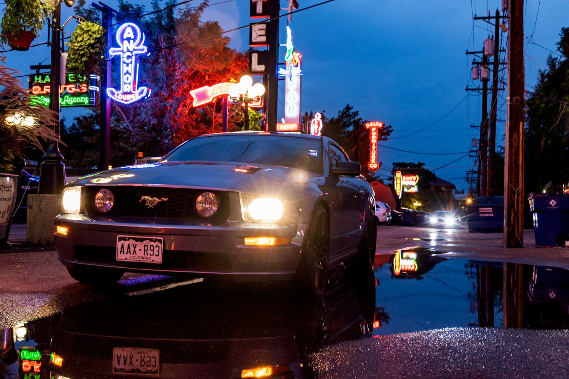 Downtown Night Life Pueblo, Colorado (Neon Alley)
