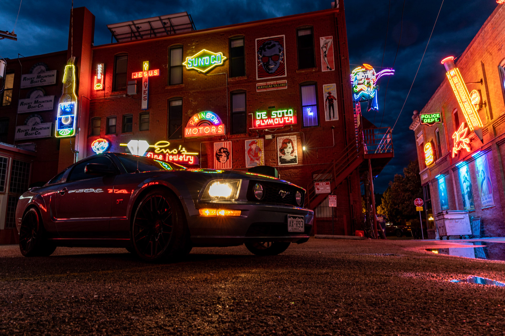 Downtown Night Life Pueblo, Colorado (Neon Alley)