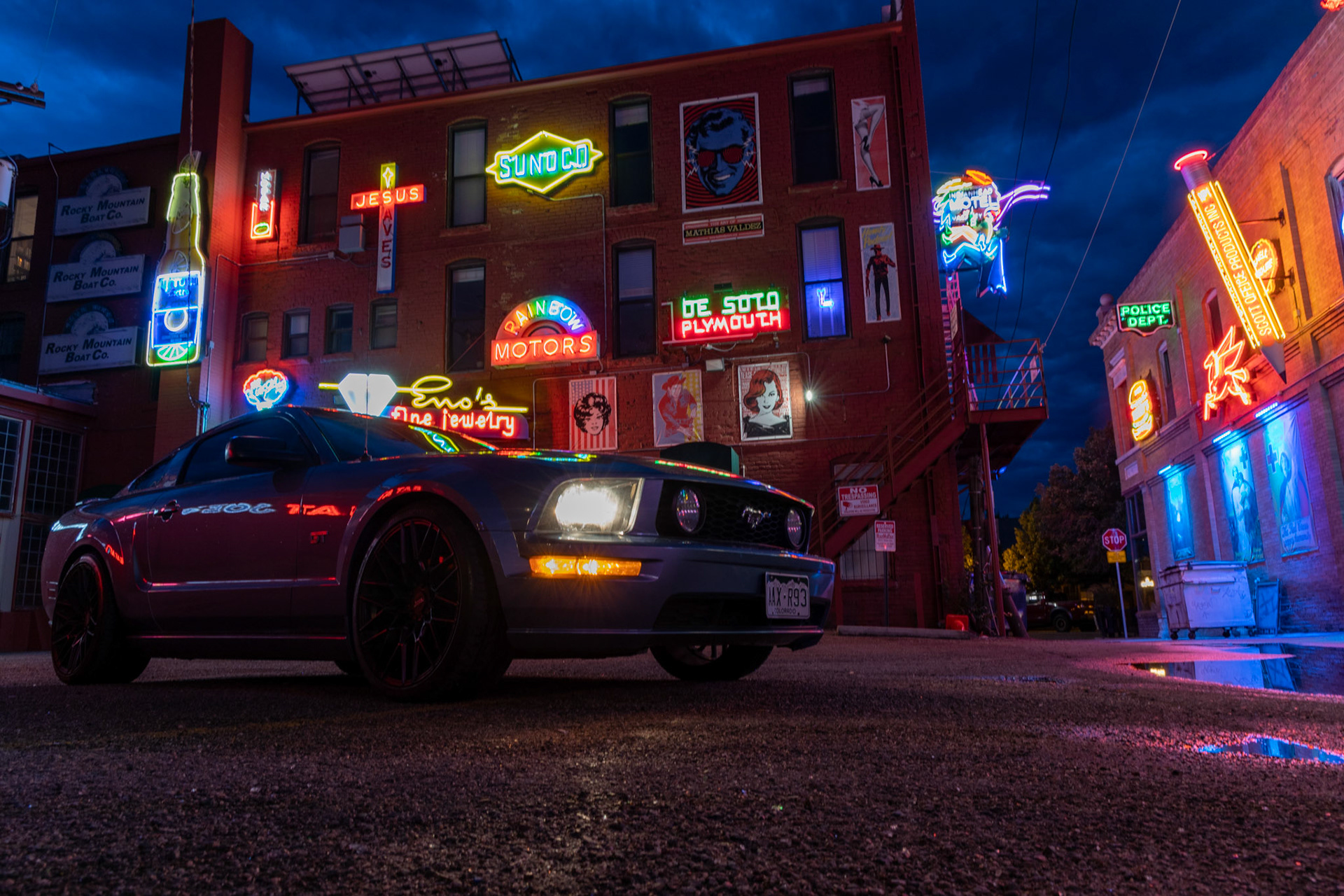 Downtown Night Life Pueblo, Colorado (Neon Alley)