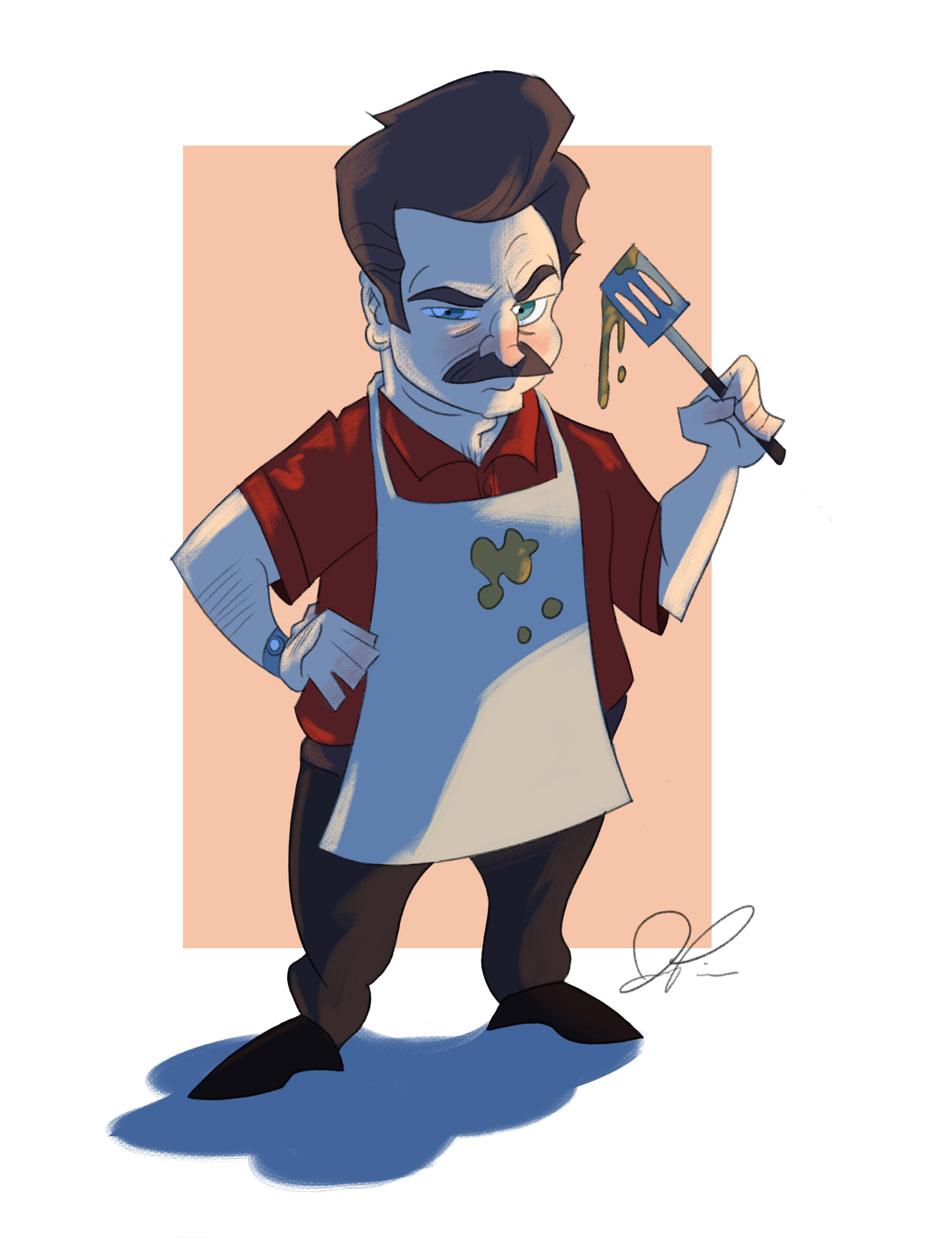 ron swanson cartoon