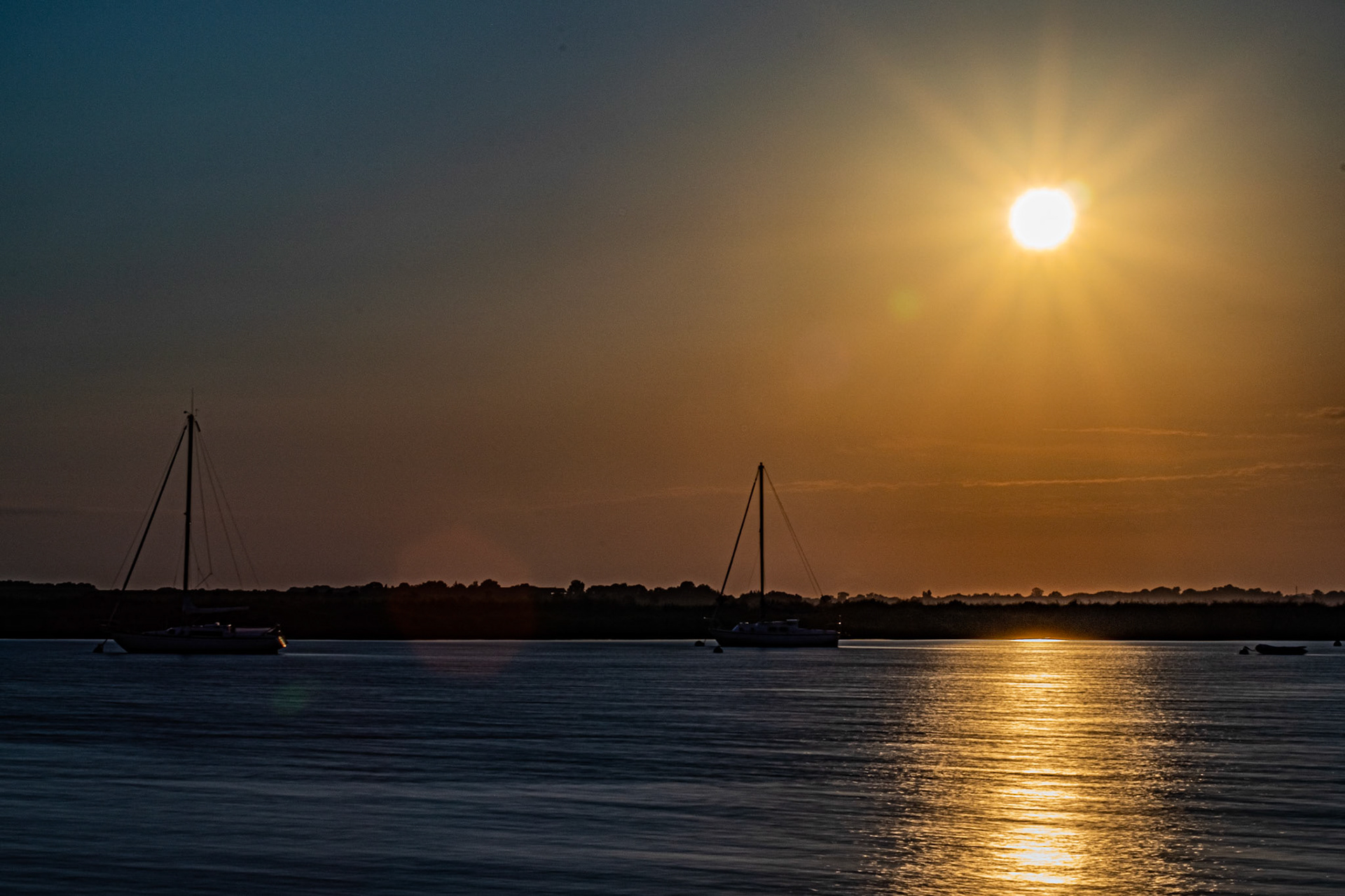 Summer sunset at Rochefort in Charente Maritime, on the river "La Charente"